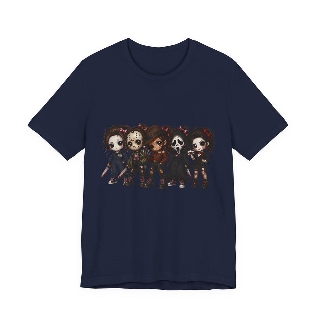 Horror Icons Chibi Tee — Cute Killer Characters Graphic T-Shirt