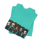 Horror Icons Chibi Tee — Cute Killer Characters Graphic T-Shirt