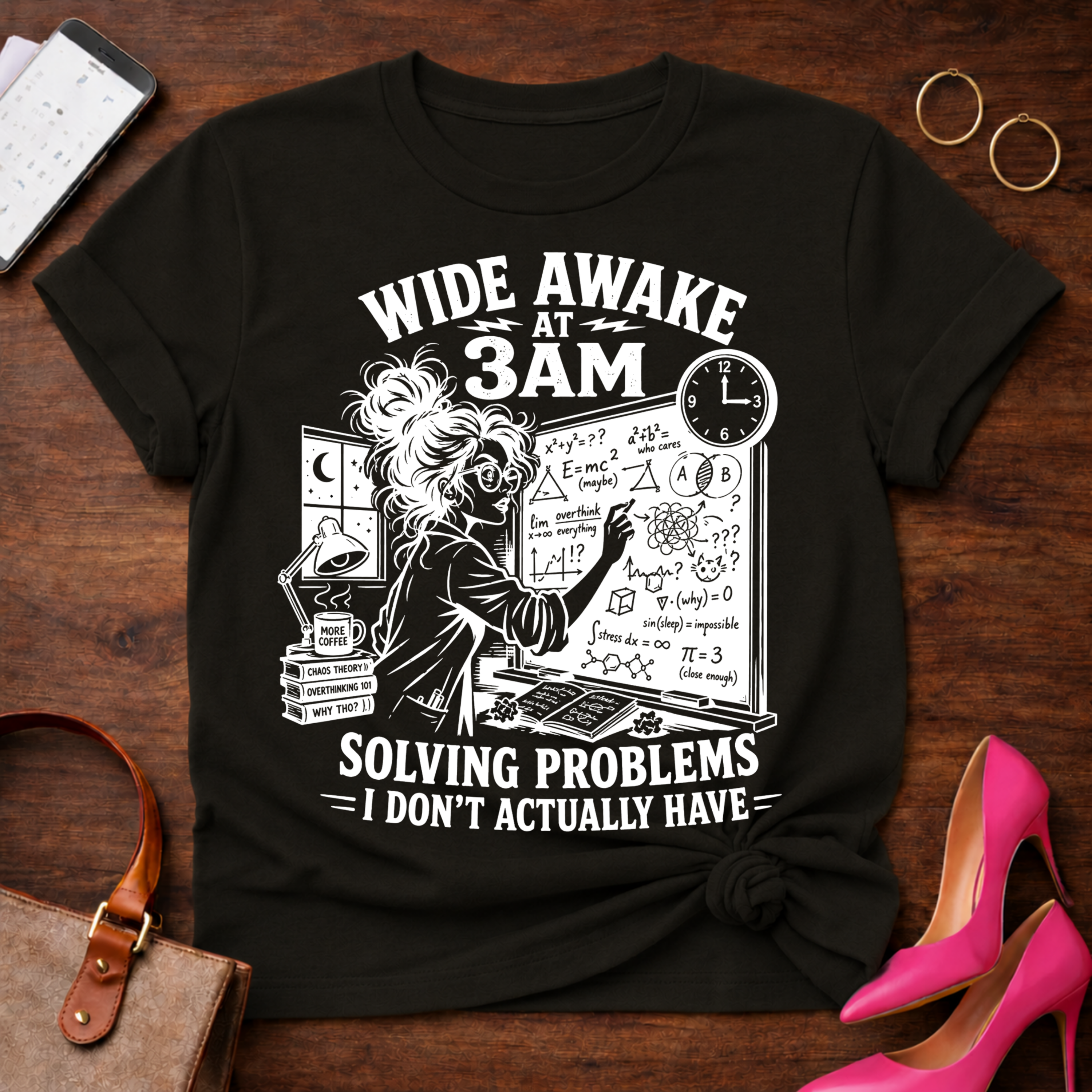 Wide Awake At 3 AM. Solving Problems I Don't Actually Have Graphic T-Shirt