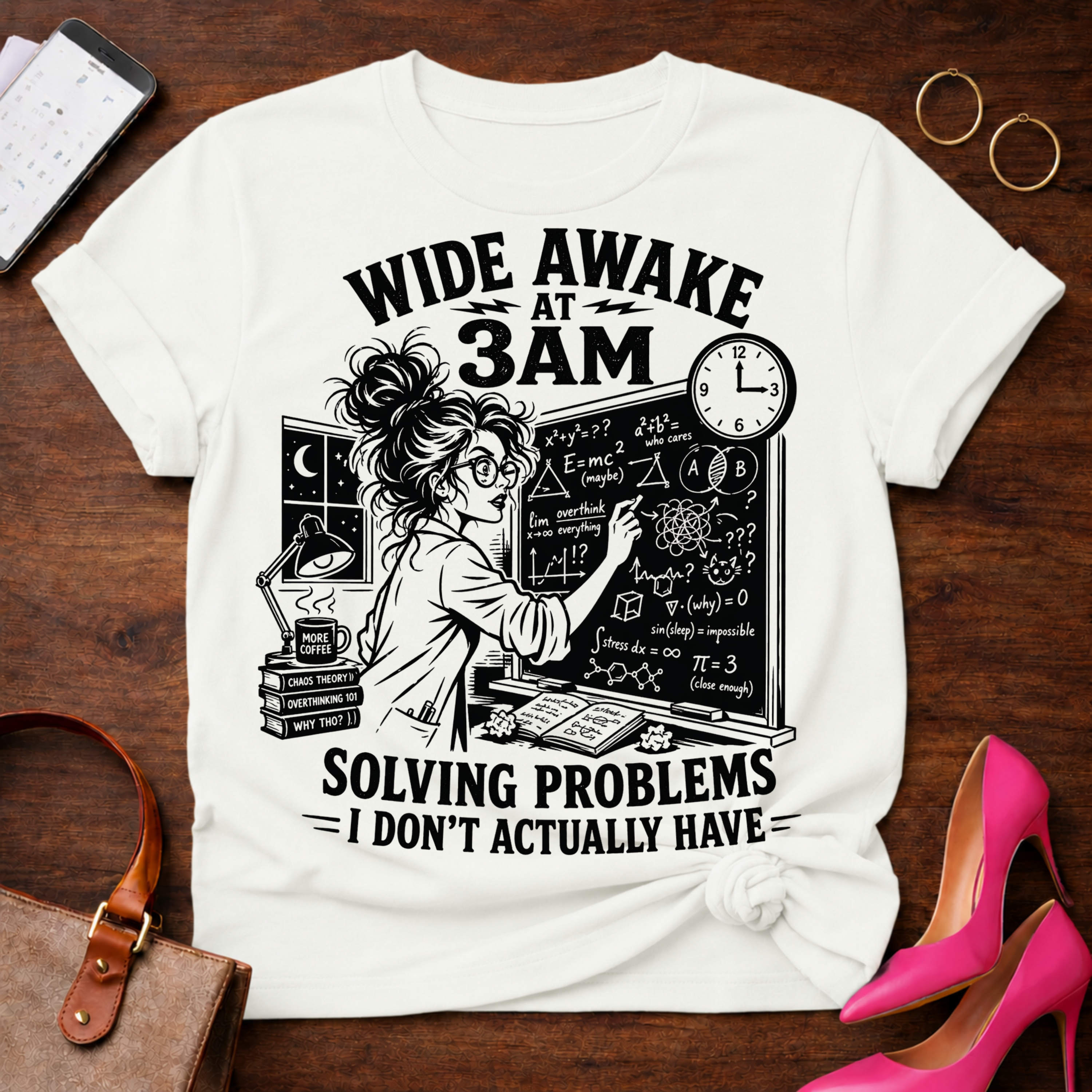 Wide Awake At 3 AM. Solving Problems I Don't Actually Have Graphic T-Shirt
