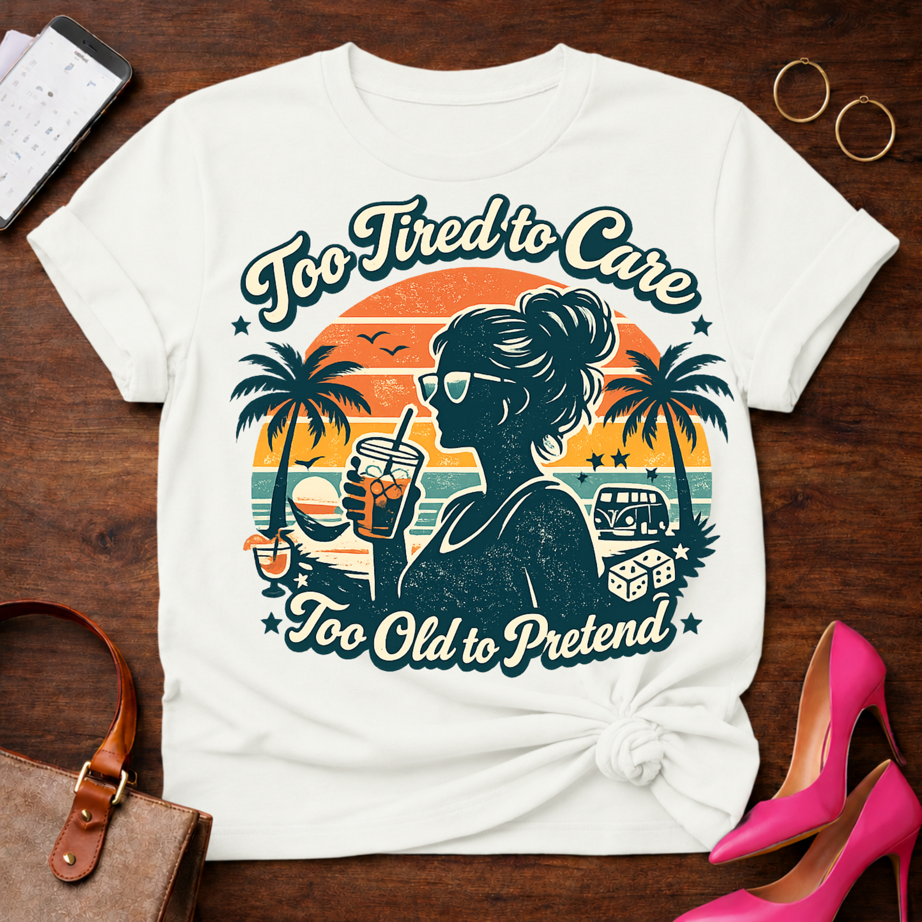 Too Tired To Care. Graphic T-Shirt