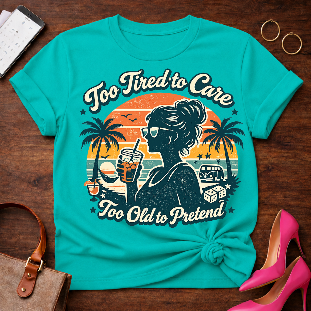 Too Tired To Care. Graphic T-Shirt