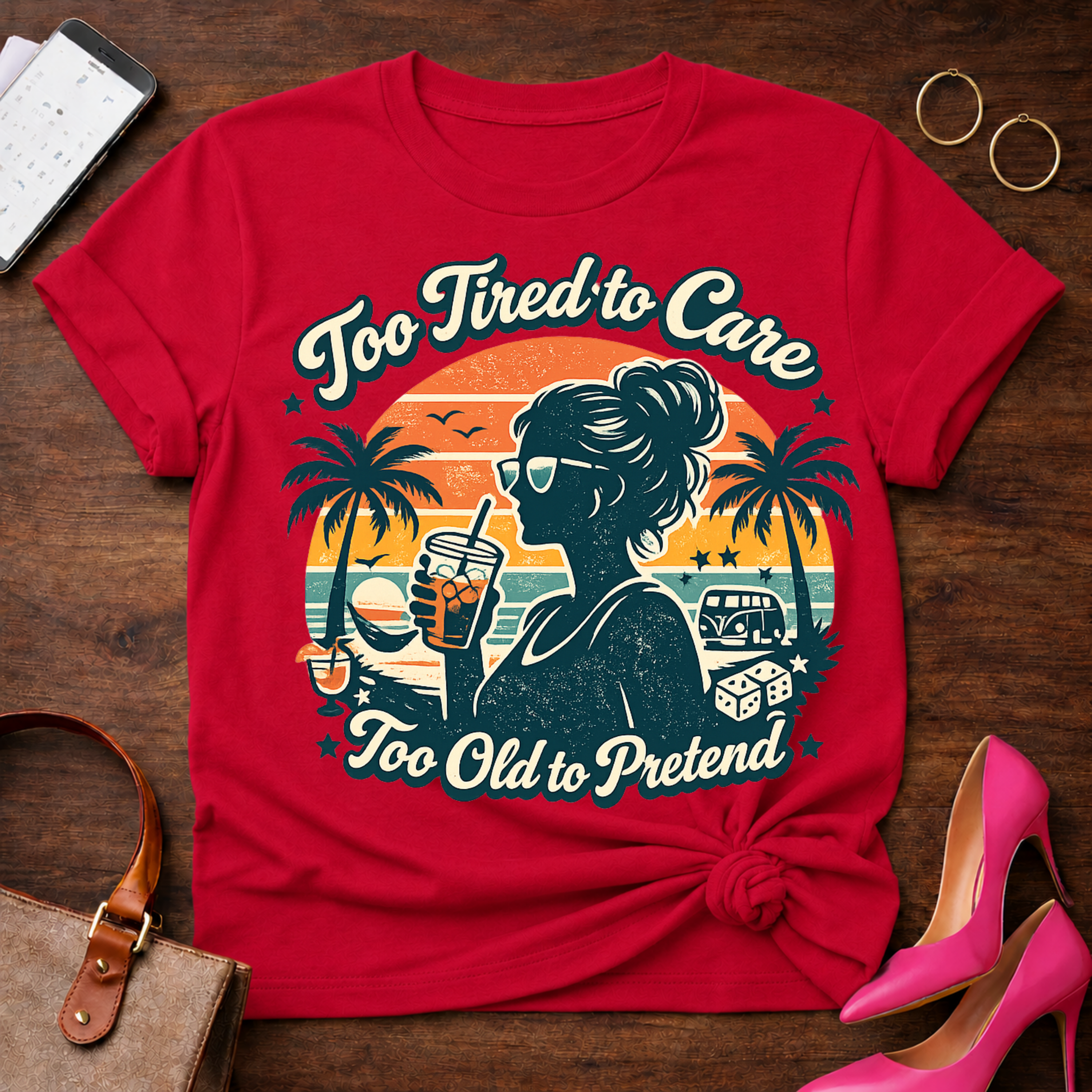 Too Tired To Care. Graphic T-Shirt
