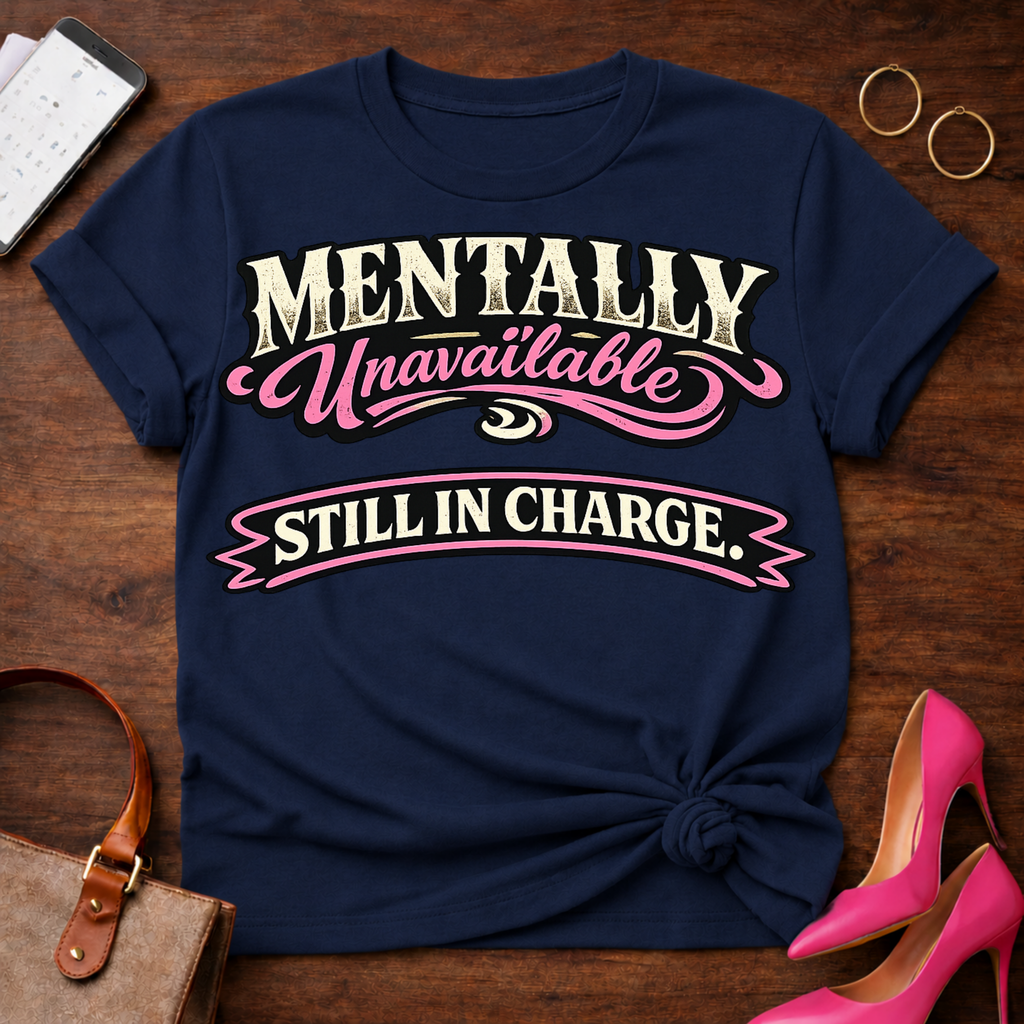 Mentally Unavailable. Still In Charge. Graphic T-Shirt