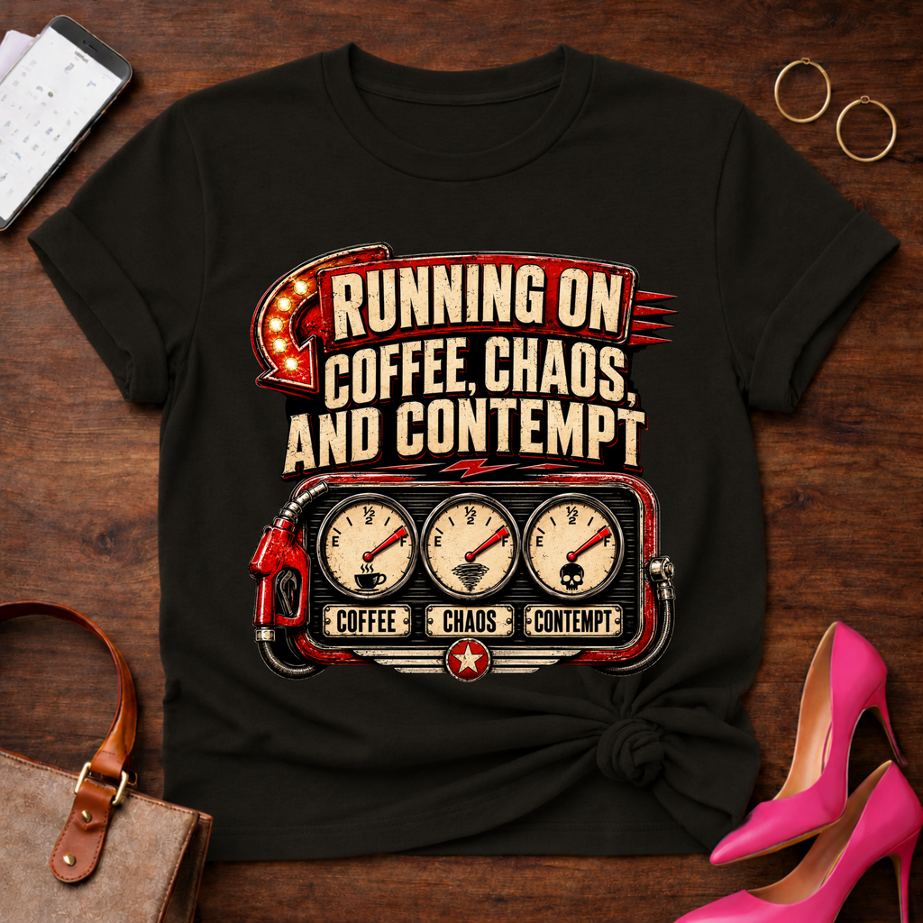 Running Off Coffee Chaos and Contempt Graphic T-Shirt