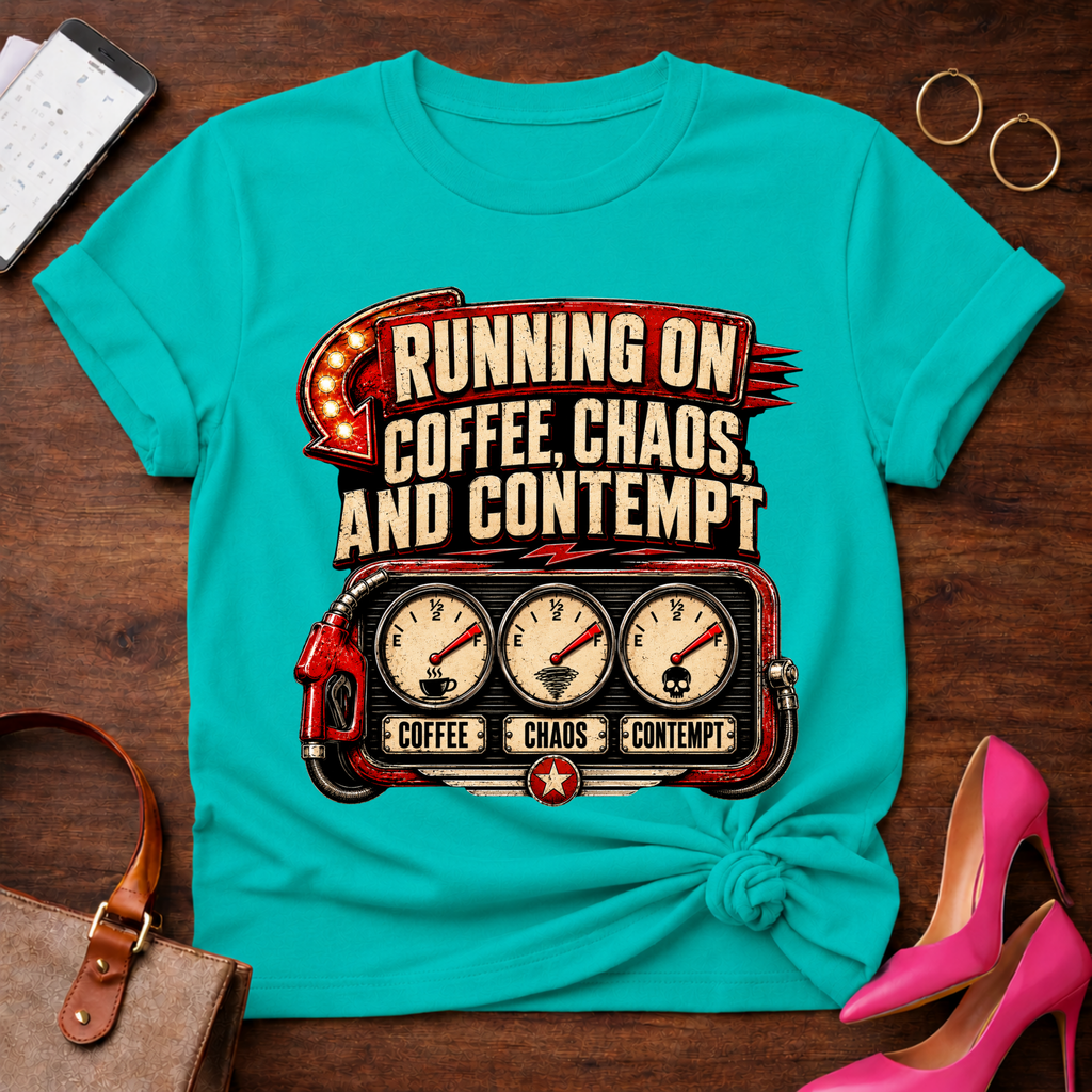Running Off Coffee Chaos and Contempt Graphic T-Shirt