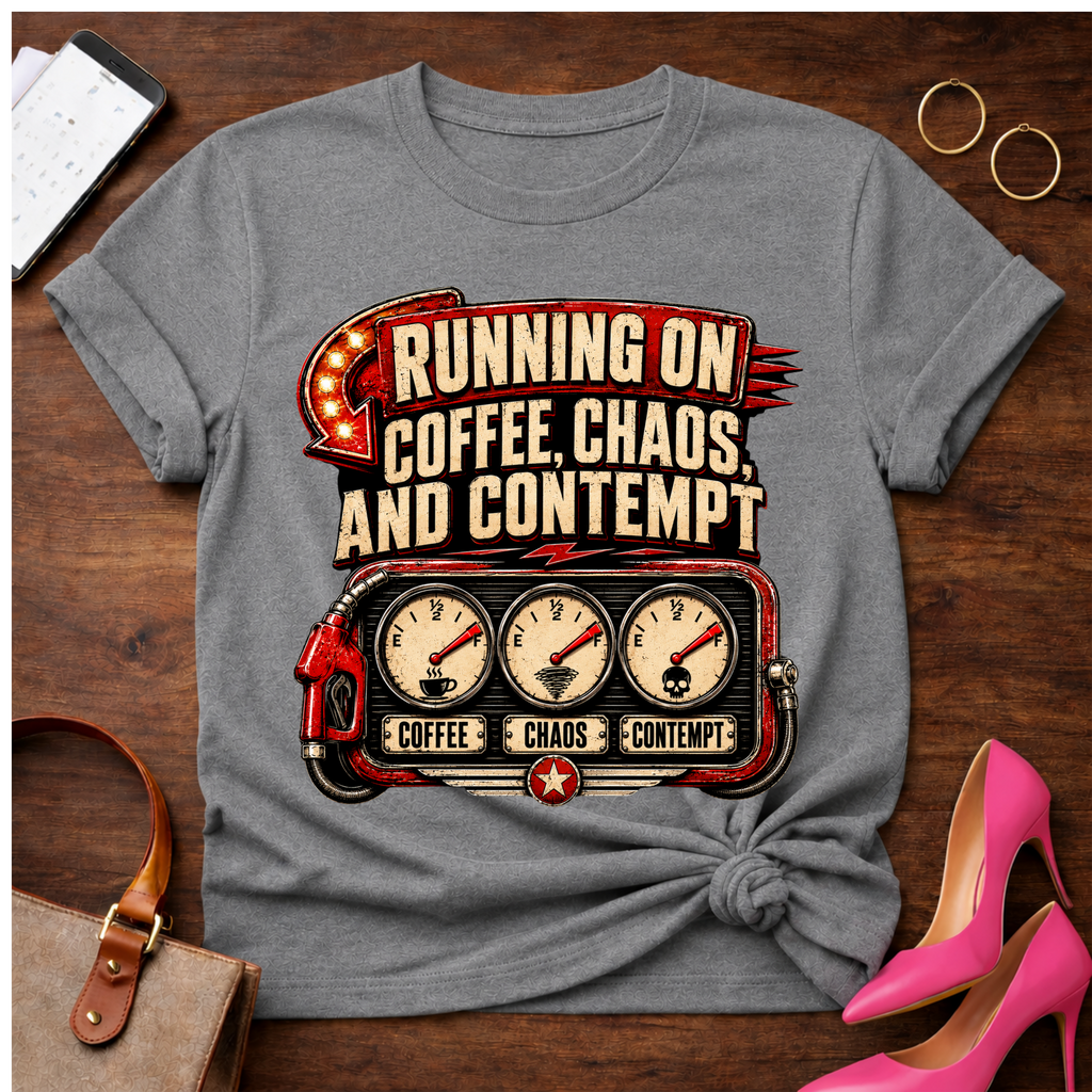 Running Off Coffee Chaos and Contempt Graphic T-Shirt