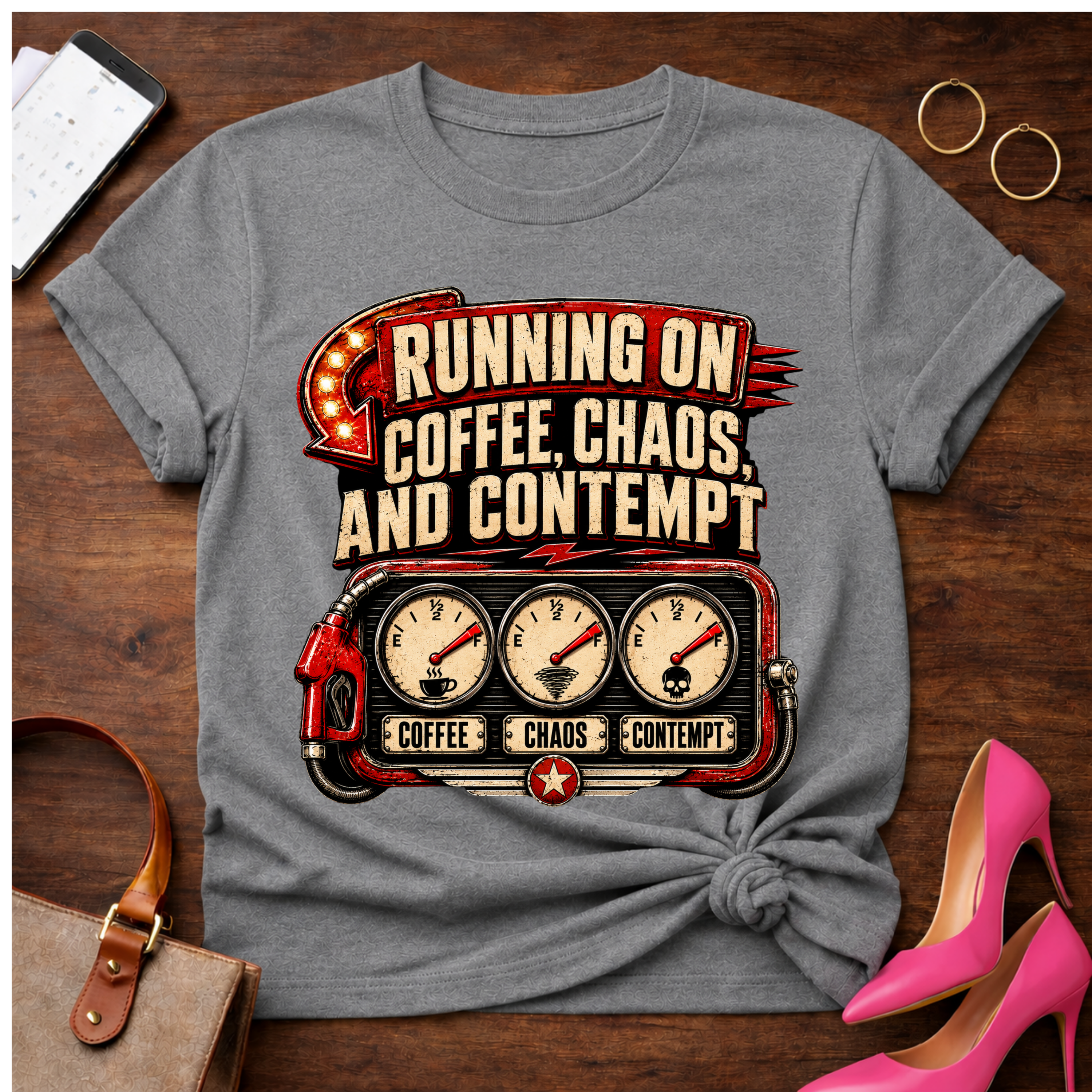 Running Off Coffee Chaos and Contempt Graphic T-Shirt