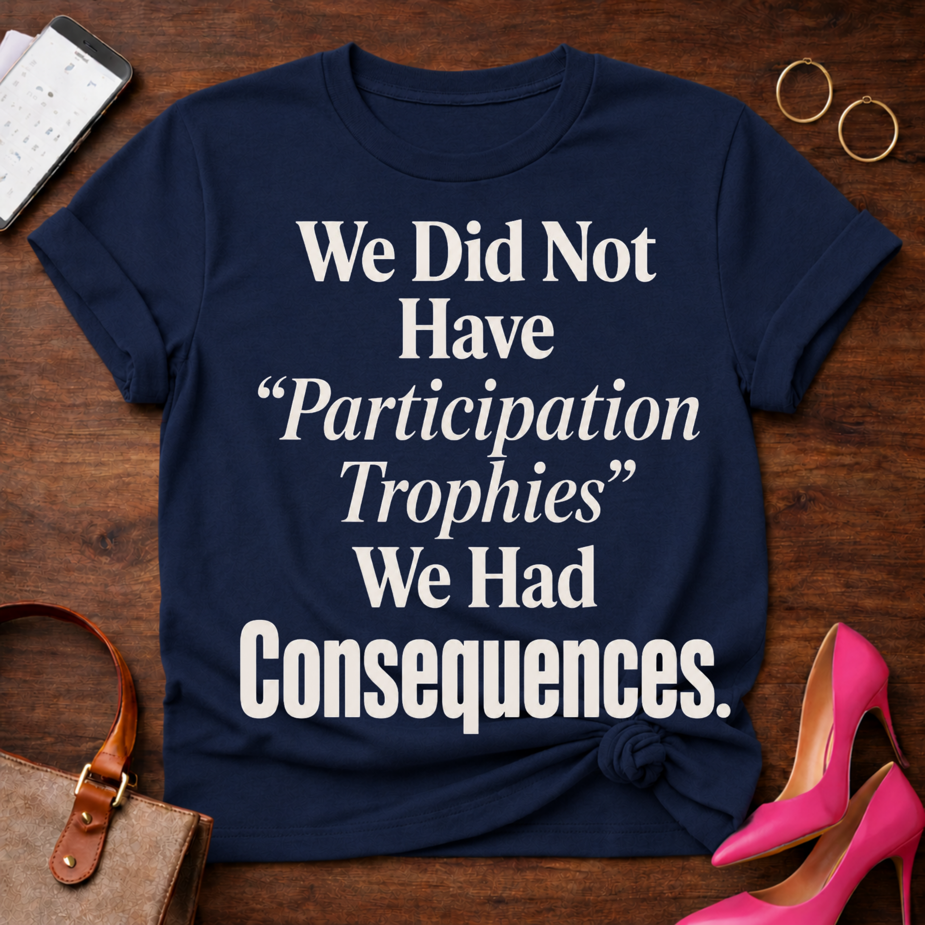 T-Shirt — "We Did Not Have 'Participation Trophies' We Had Consequences." Vintage Quote Tee