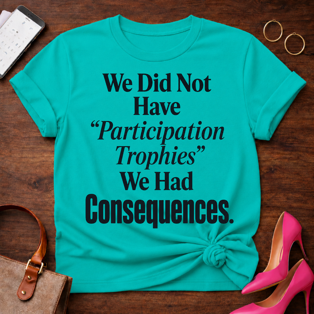 T-Shirt — "We Did Not Have 'Participation Trophies' We Had Consequences." Vintage Quote Tee