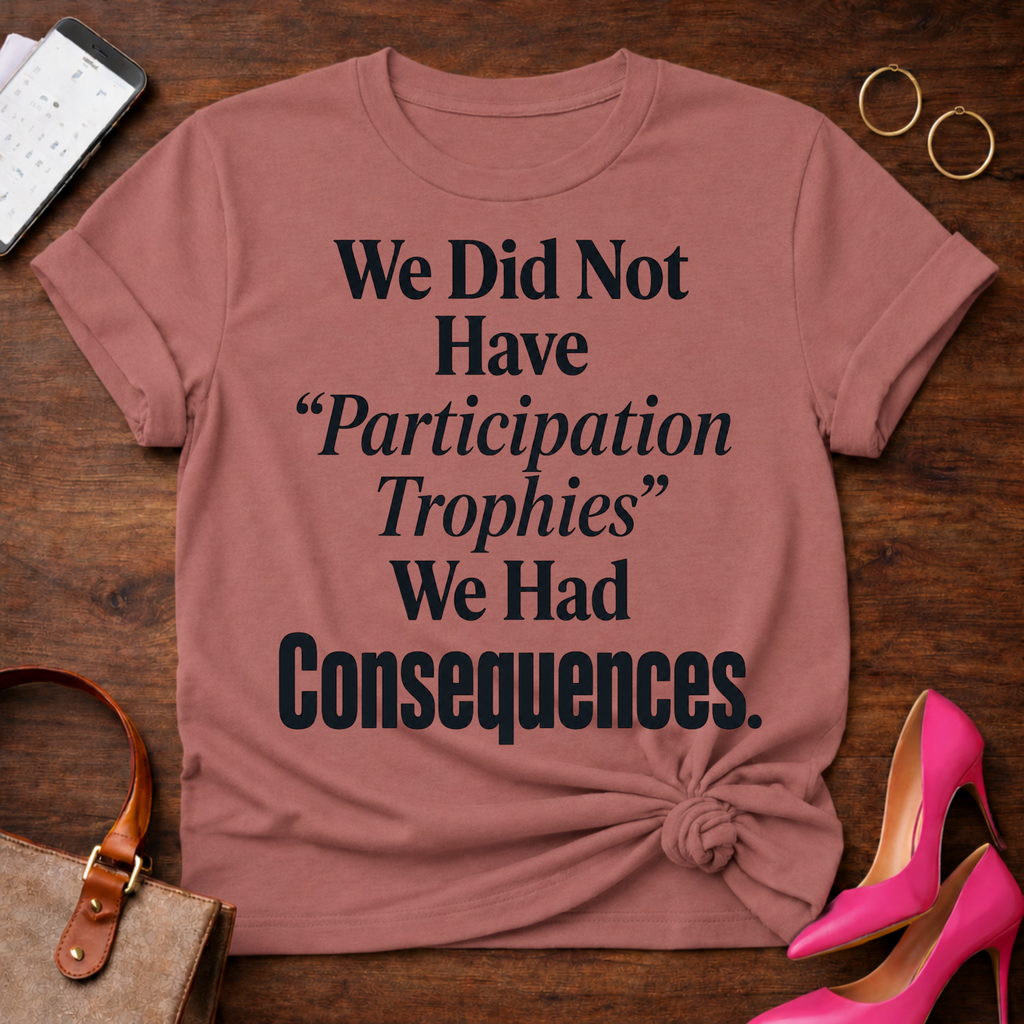 T-Shirt — "We Did Not Have 'Participation Trophies' We Had Consequences." Vintage Quote Tee