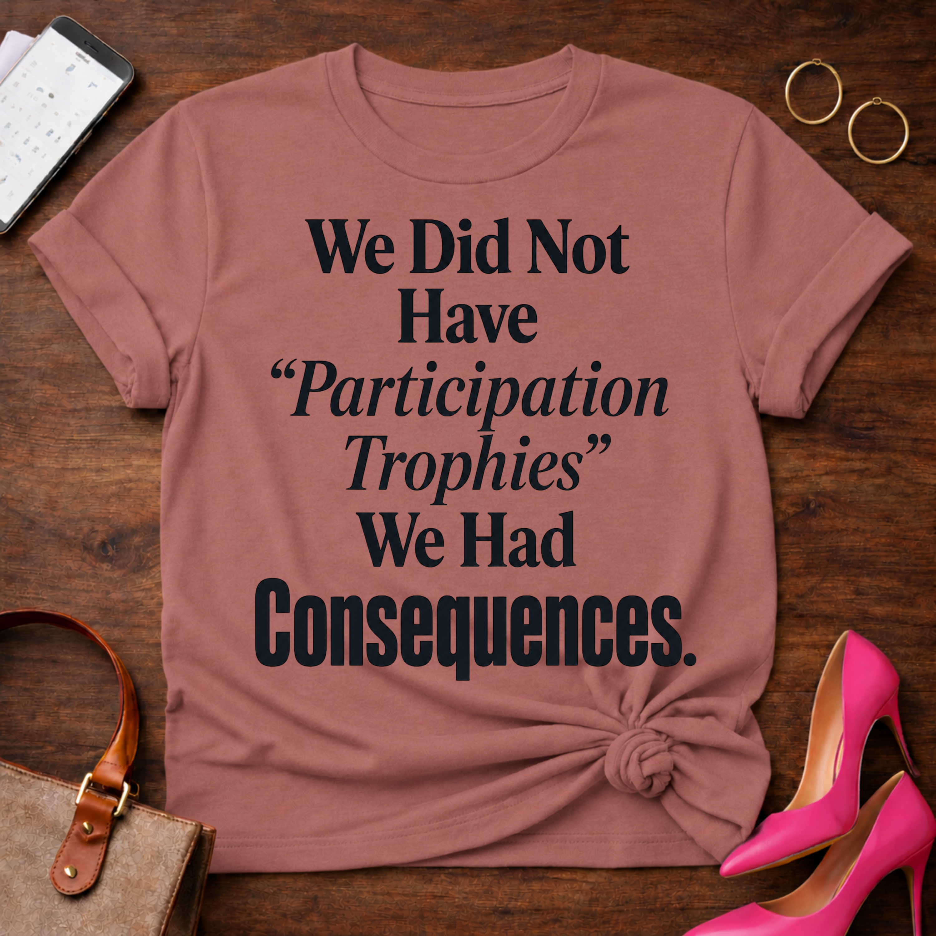 T-Shirt — "We Did Not Have 'Participation Trophies' We Had Consequences." Vintage Quote Tee
