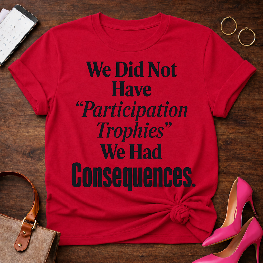 T-Shirt — "We Did Not Have 'Participation Trophies' We Had Consequences." Vintage Quote Tee
