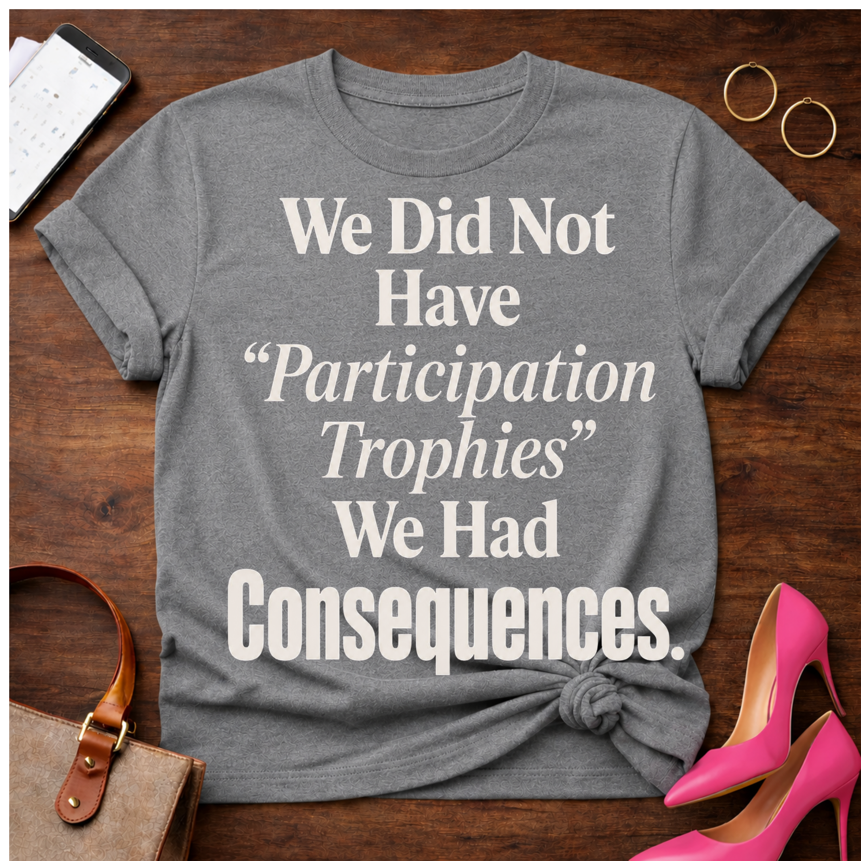 T-Shirt — "We Did Not Have 'Participation Trophies' We Had Consequences." Vintage Quote Tee