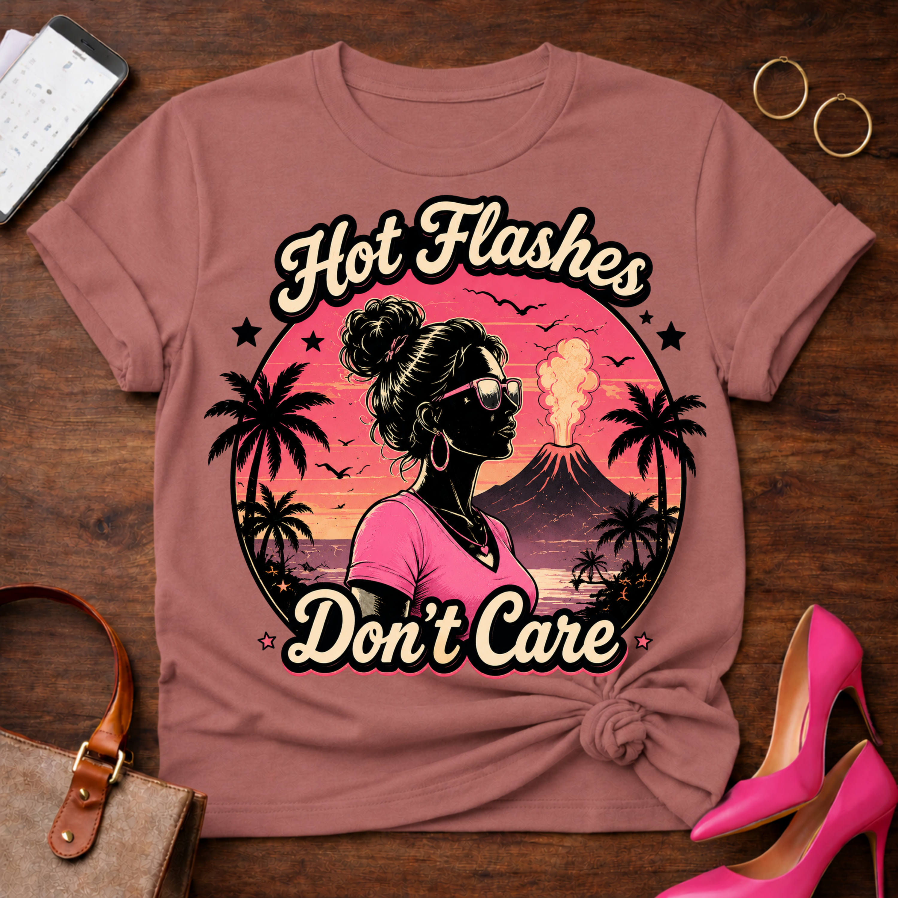 Copy of T-Shirt — "Hot Flashes Don't Care" Vintage Quote Tee