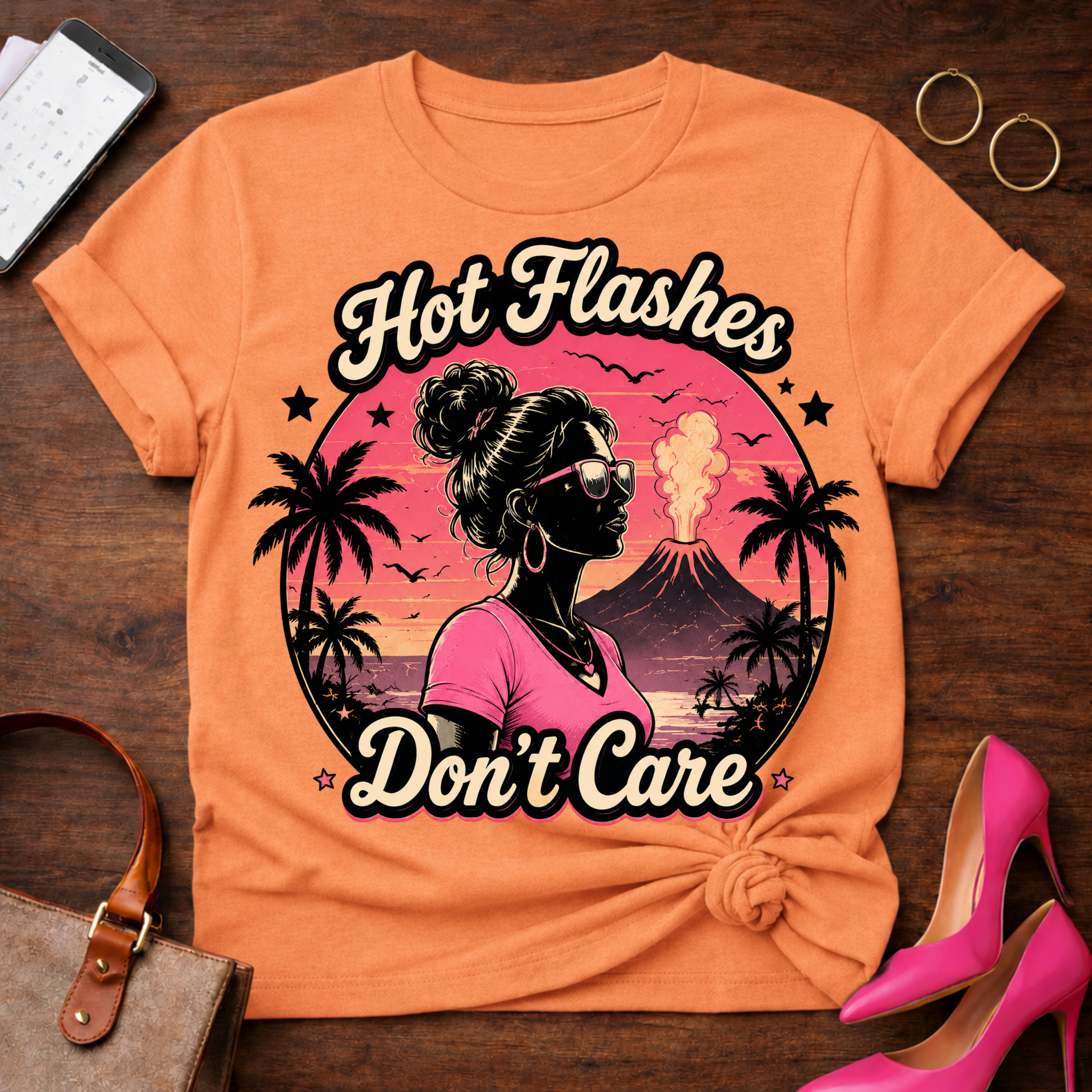 Copy of T-Shirt — "Hot Flashes Don't Care" Vintage Quote Tee
