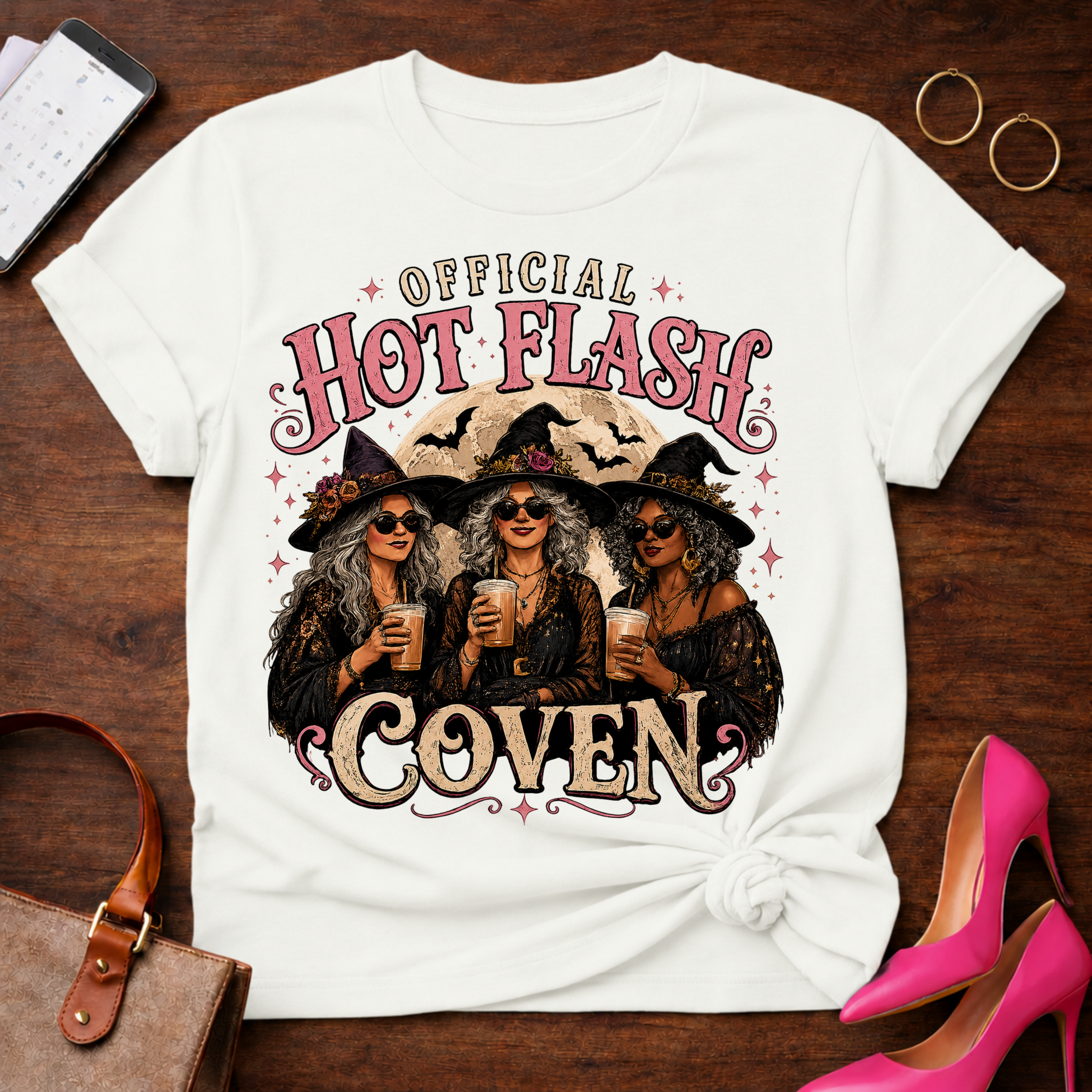 Copy of Copy of T-Shirt — "Official Hot Flash Coven" Vintage Quote Tee