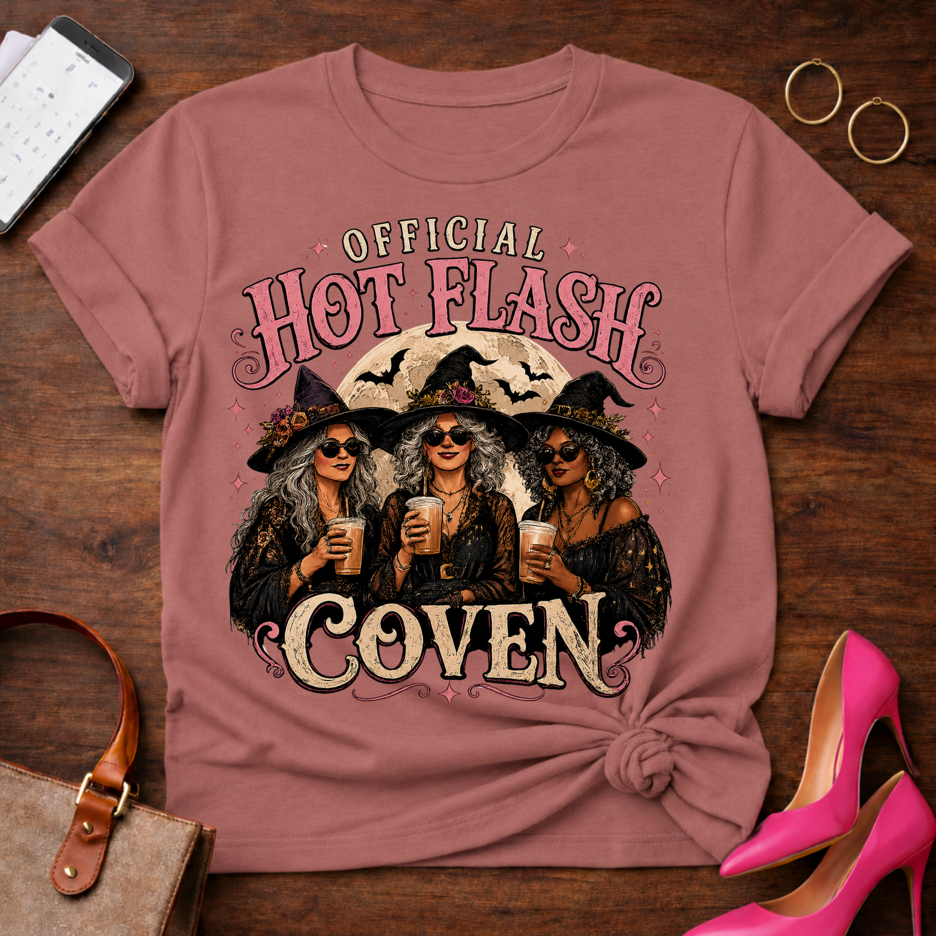 Copy of Copy of T-Shirt — "Official Hot Flash Coven" Vintage Quote Tee