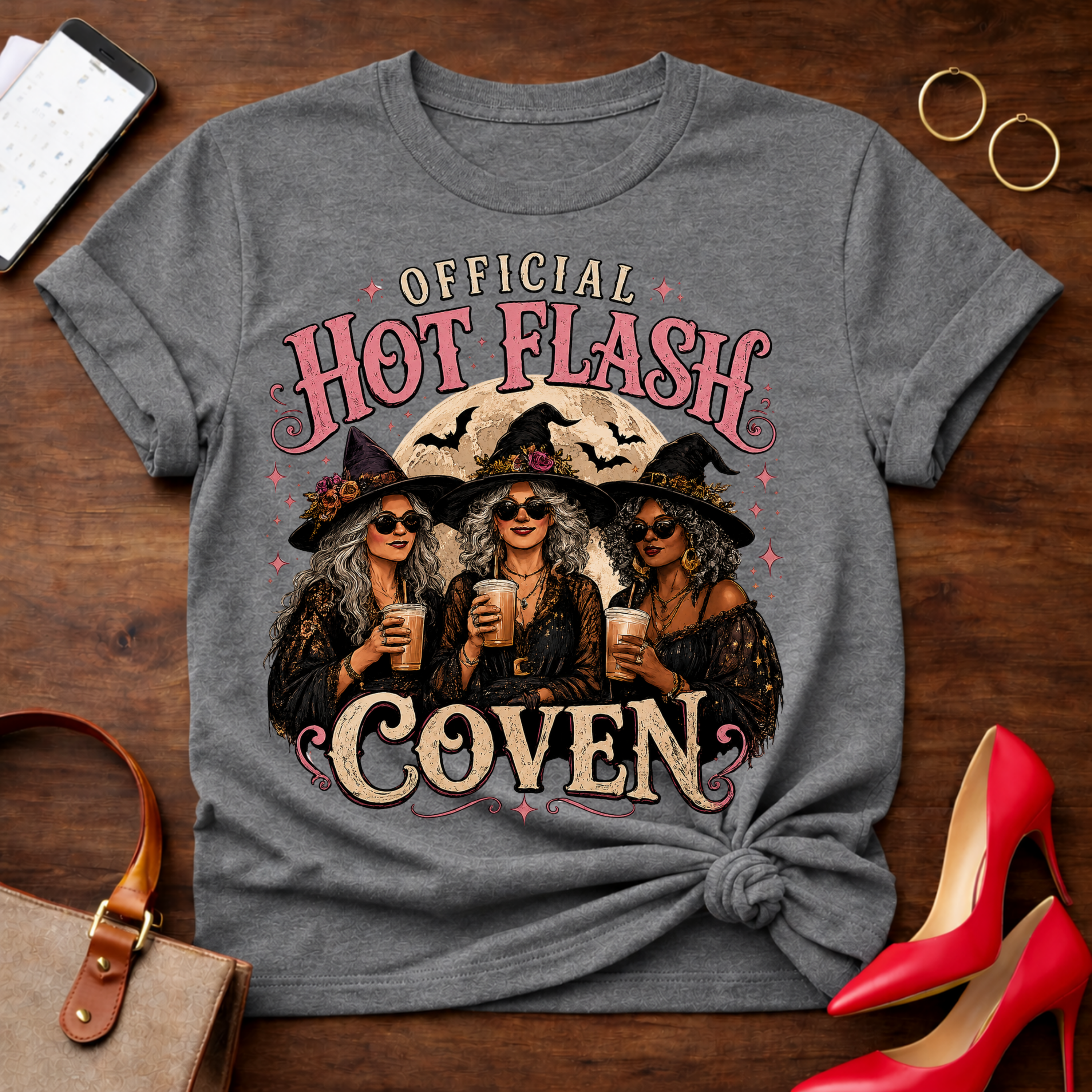Copy of Copy of T-Shirt — "Official Hot Flash Coven" Vintage Quote Tee