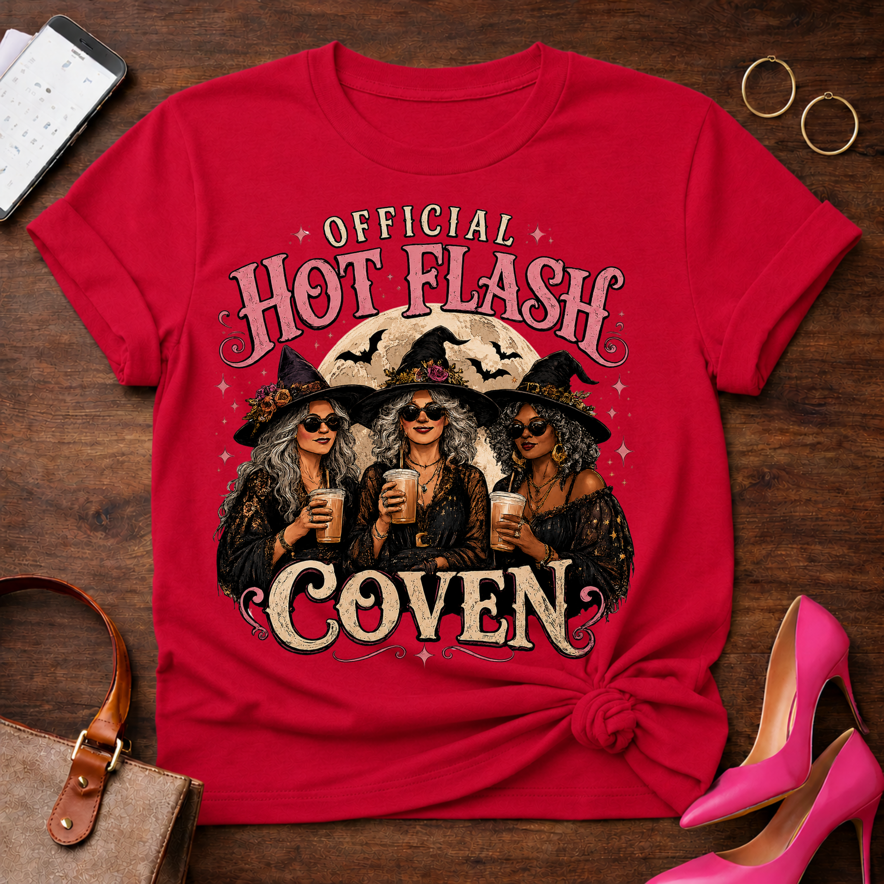 Copy of Copy of T-Shirt — "Official Hot Flash Coven" Vintage Quote Tee