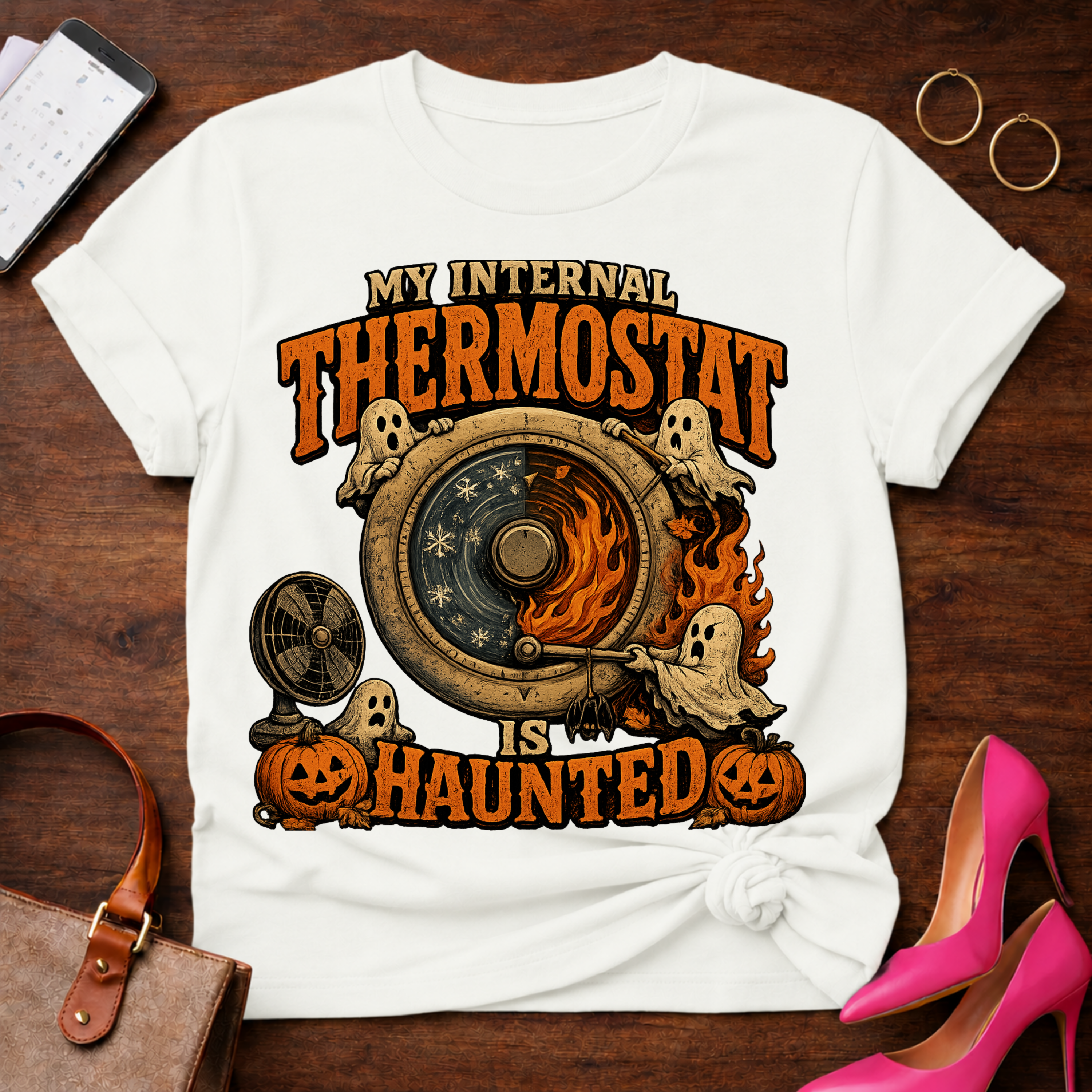 Copy of T-Shirt — "My Internal Thermostat is Haunted." Vintage Quote Tee