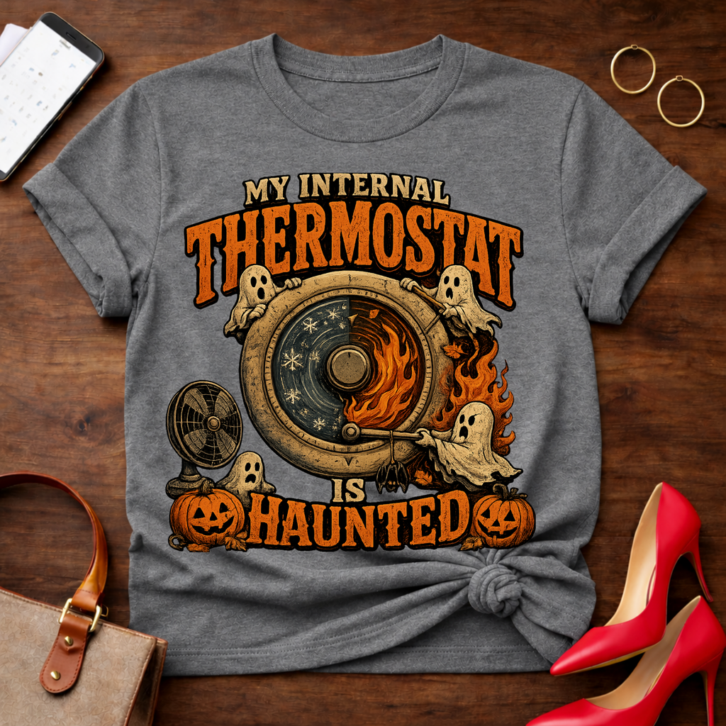Copy of T-Shirt — "My Internal Thermostat is Haunted." Vintage Quote Tee