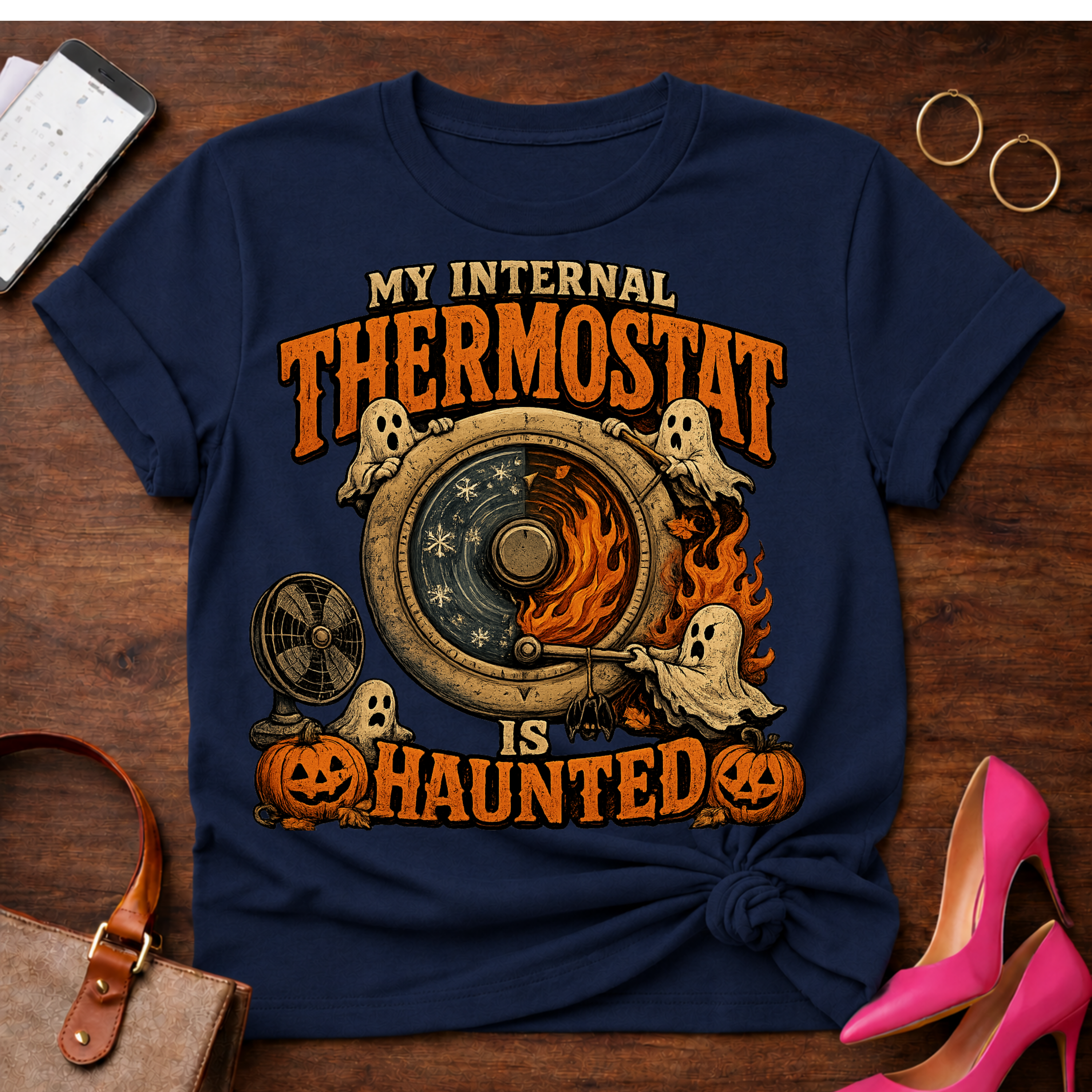 Copy of T-Shirt — "My Internal Thermostat is Haunted." Vintage Quote Tee