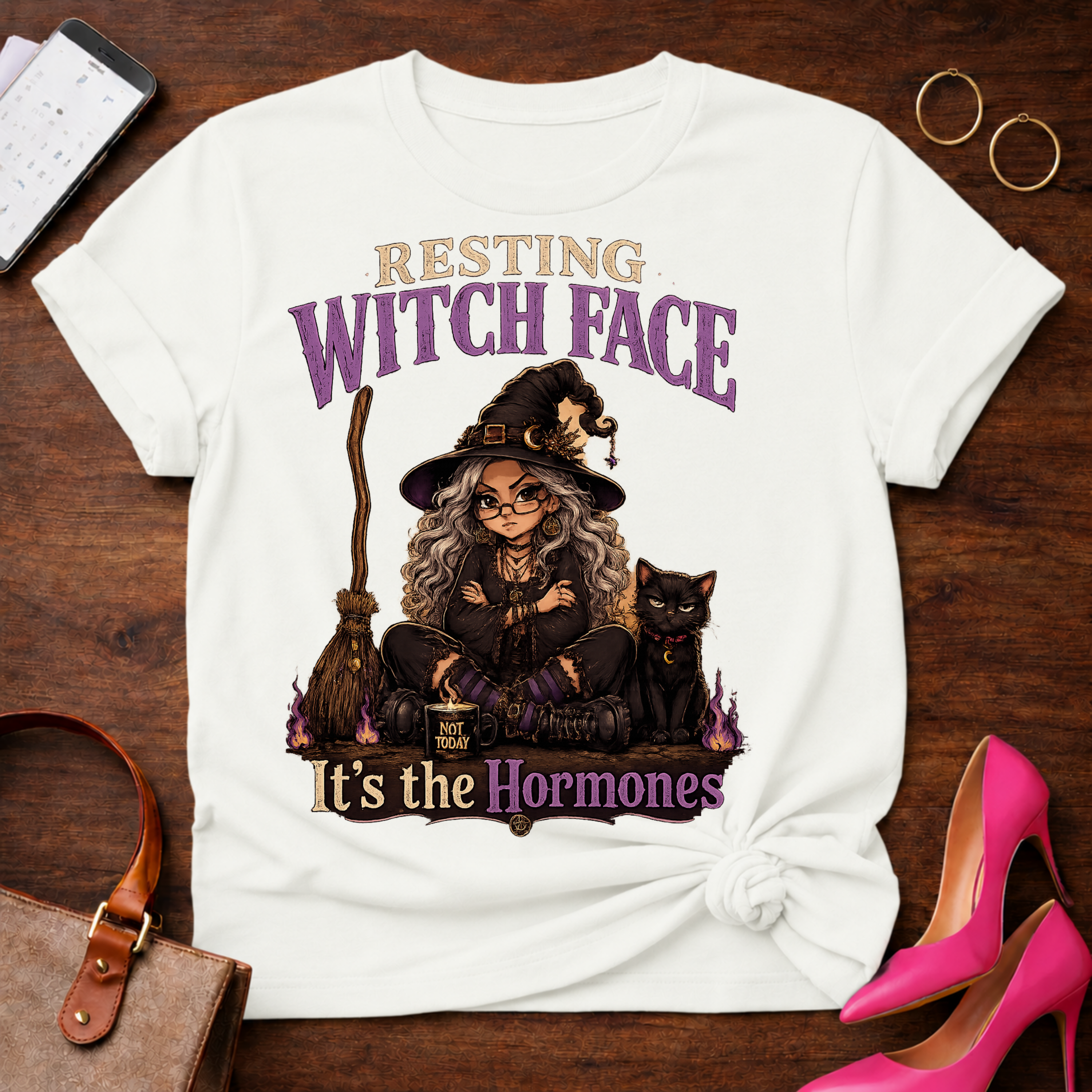 Copy of Copy of T-Shirt — "Resting Witch Face. It's The Hormones" Vintage Quote Tee