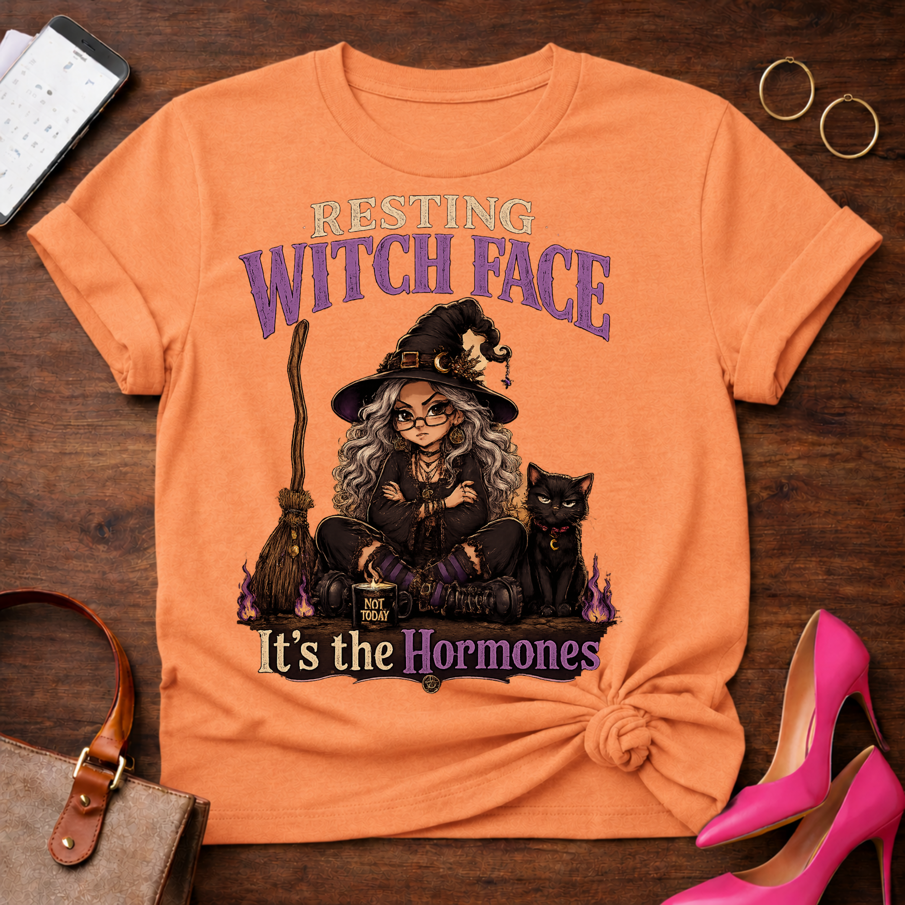 Copy of Copy of T-Shirt — "Resting Witch Face. It's The Hormones" Vintage Quote Tee