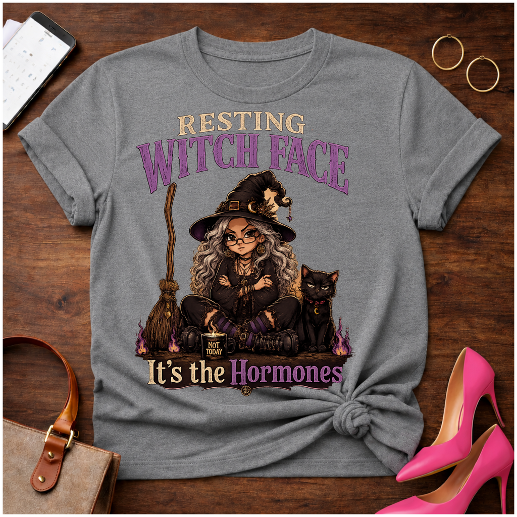 Copy of Copy of T-Shirt — "Resting Witch Face. It's The Hormones" Vintage Quote Tee