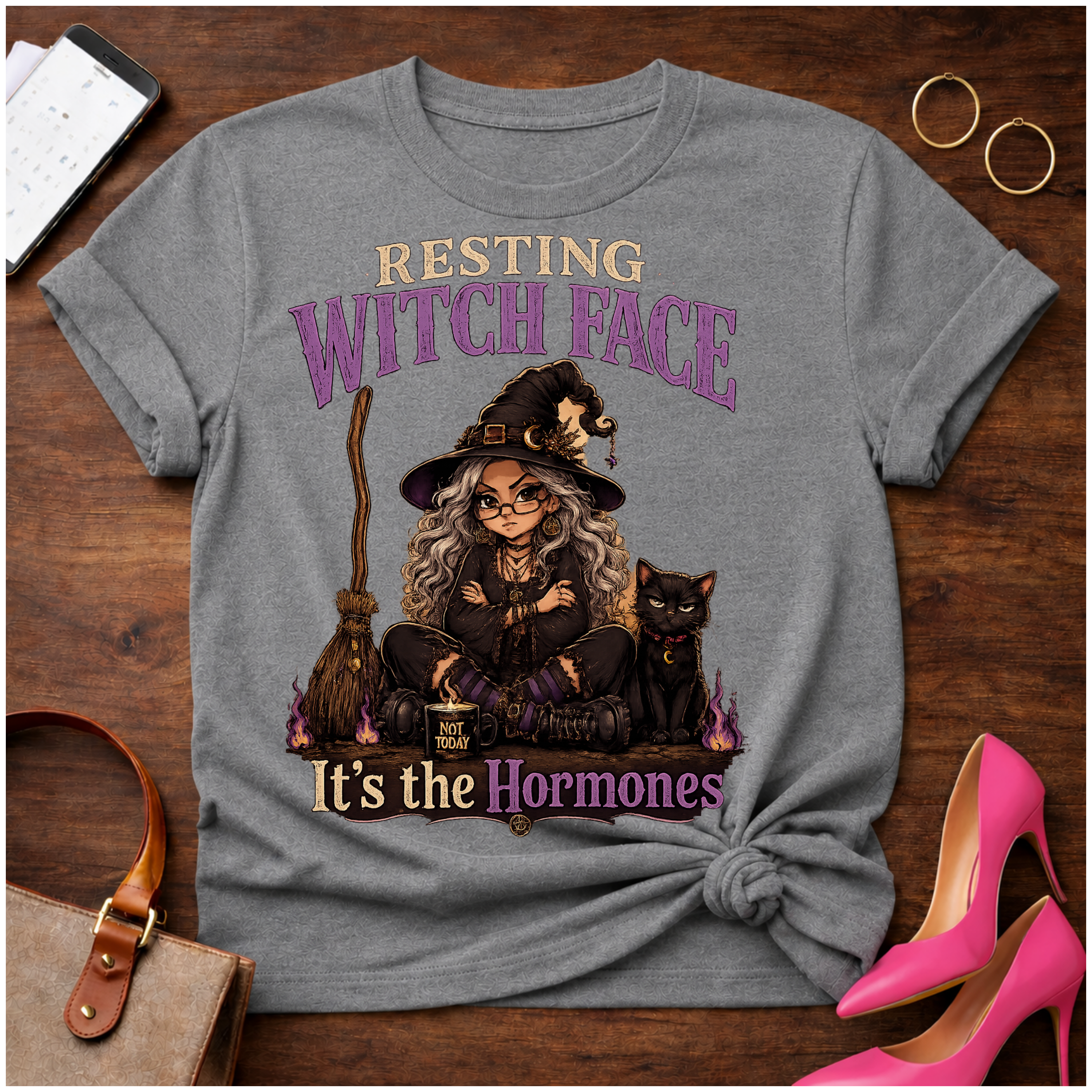 Copy of Copy of T-Shirt — "Resting Witch Face. It's The Hormones" Vintage Quote Tee