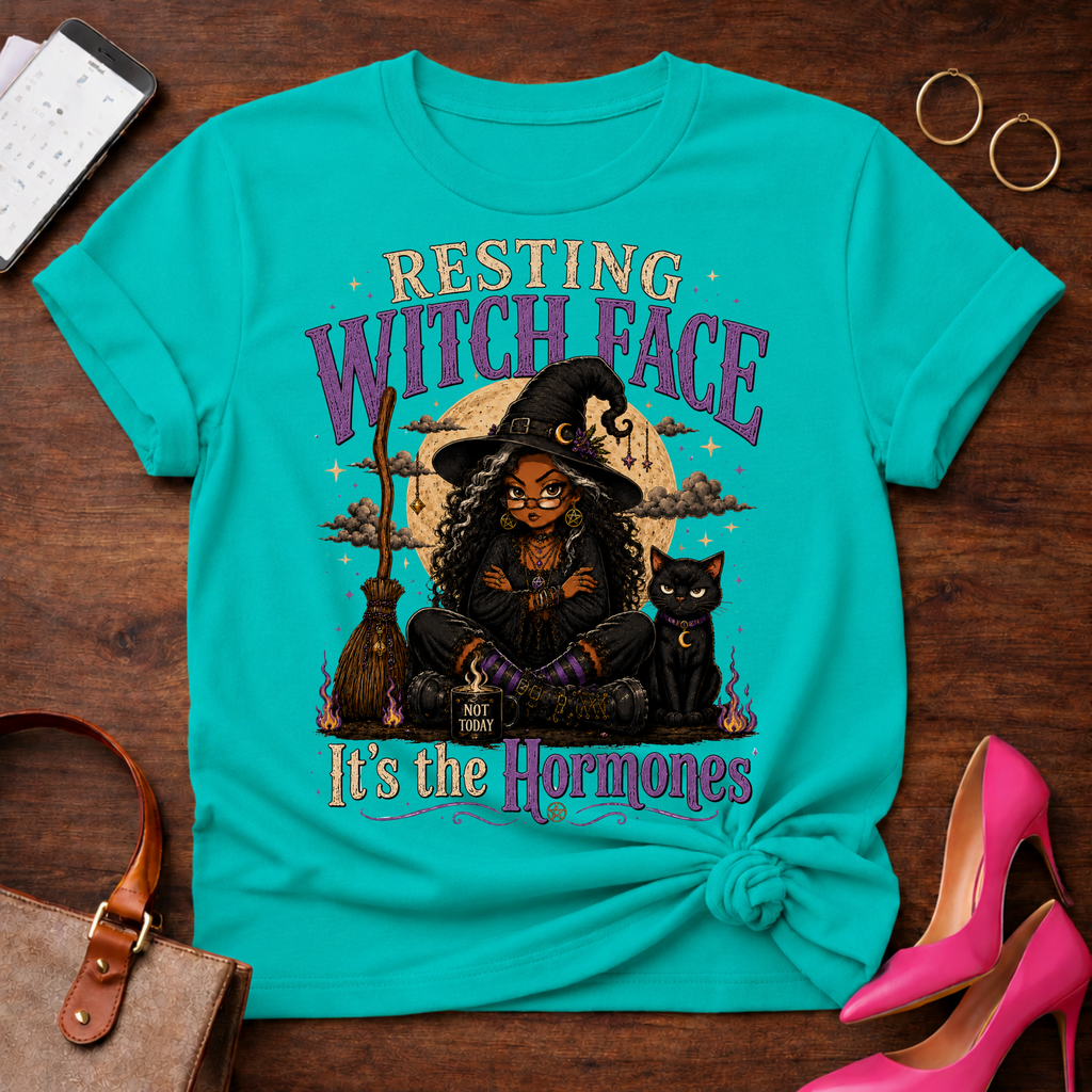Copy of Copy of T-Shirt — "Resting Witch Face. It's The Hormones" Vintage Quote Tee