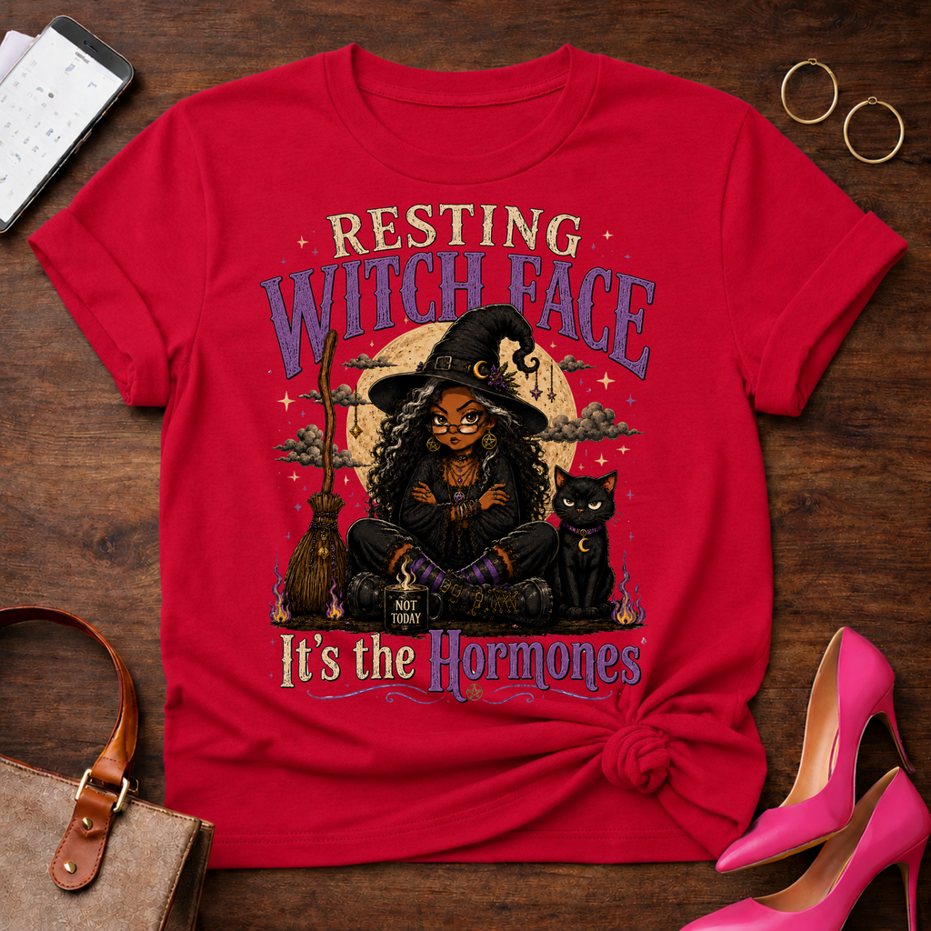 Copy of Copy of T-Shirt — "Resting Witch Face. It's The Hormones" Vintage Quote Tee