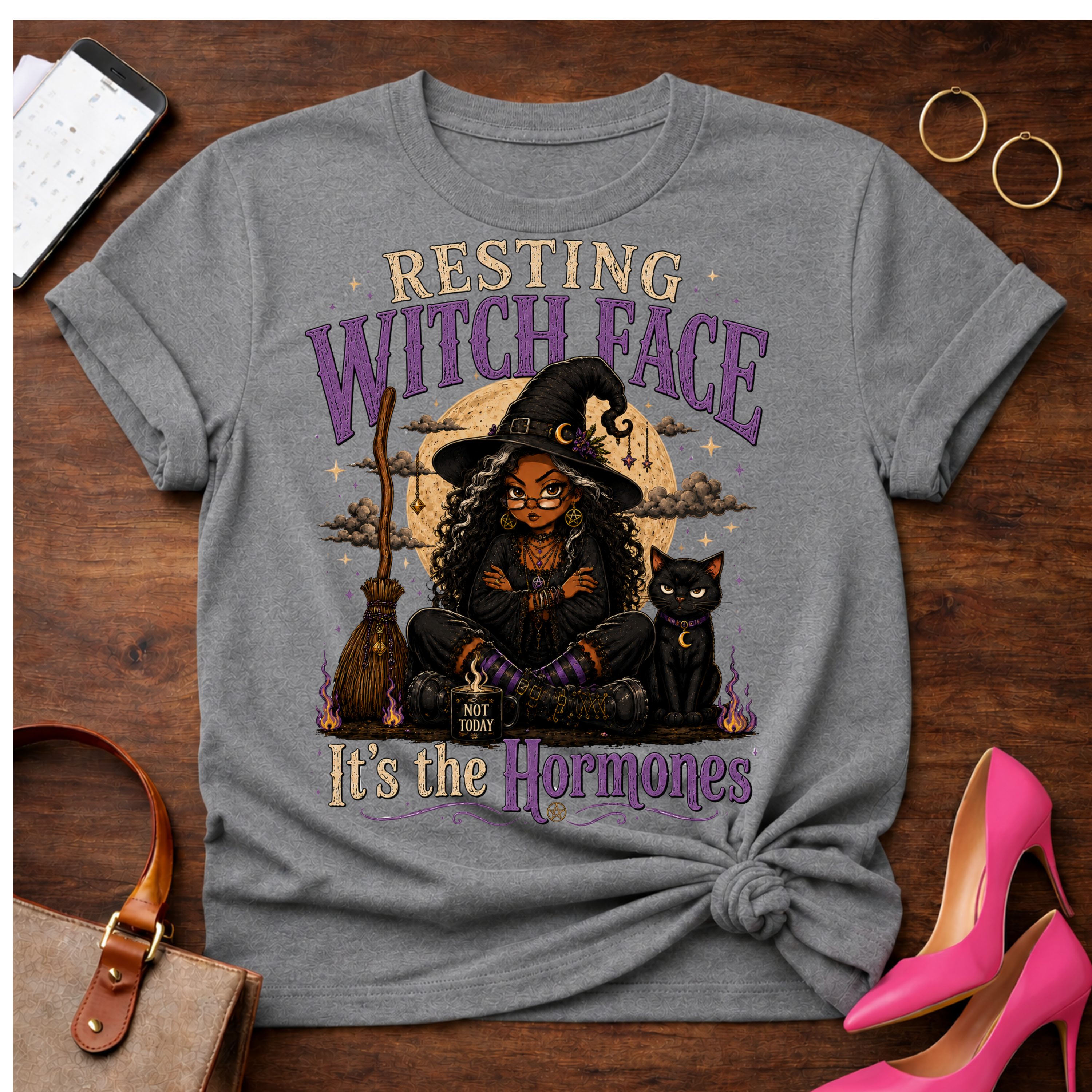 Copy of Copy of T-Shirt — "Resting Witch Face. It's The Hormones" Vintage Quote Tee
