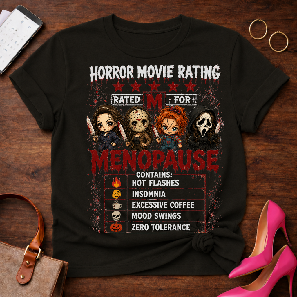 T-Shirt — "Horror Movie Rating" Vintage Quote Tee