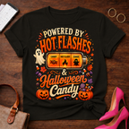 T-Shirt — "Hot Flashes & Halloween Candy" Vintage Quote Tee