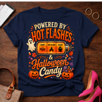 T-Shirt — "Hot Flashes & Halloween Candy" Vintage Quote Tee