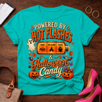 T-Shirt — "Hot Flashes & Halloween Candy" Vintage Quote Tee