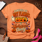 T-Shirt — "Hot Flashes & Halloween Candy" Vintage Quote Tee