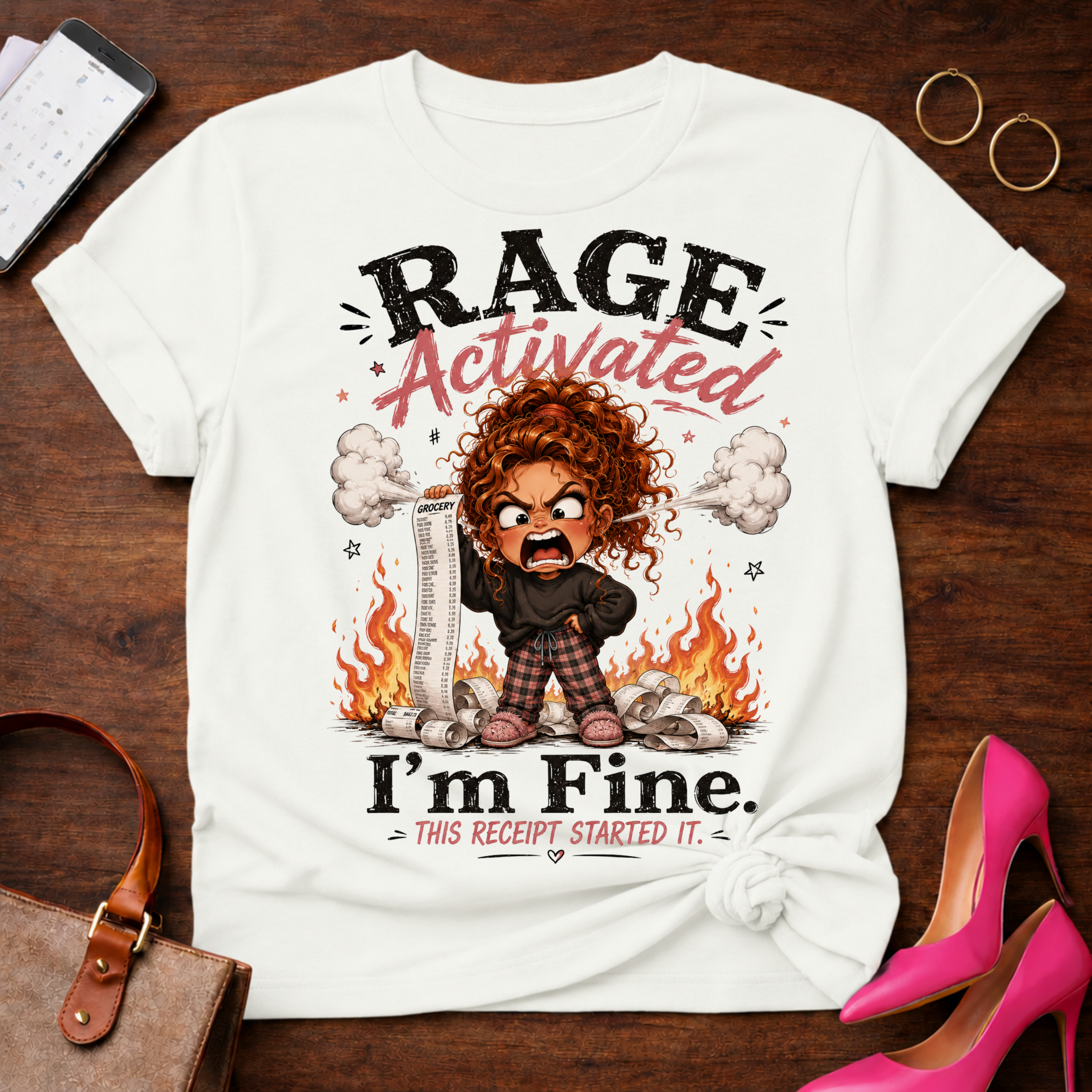 Rage Activated I'm Fine Graphic Tee — Funny Angry Cartoon Shirt