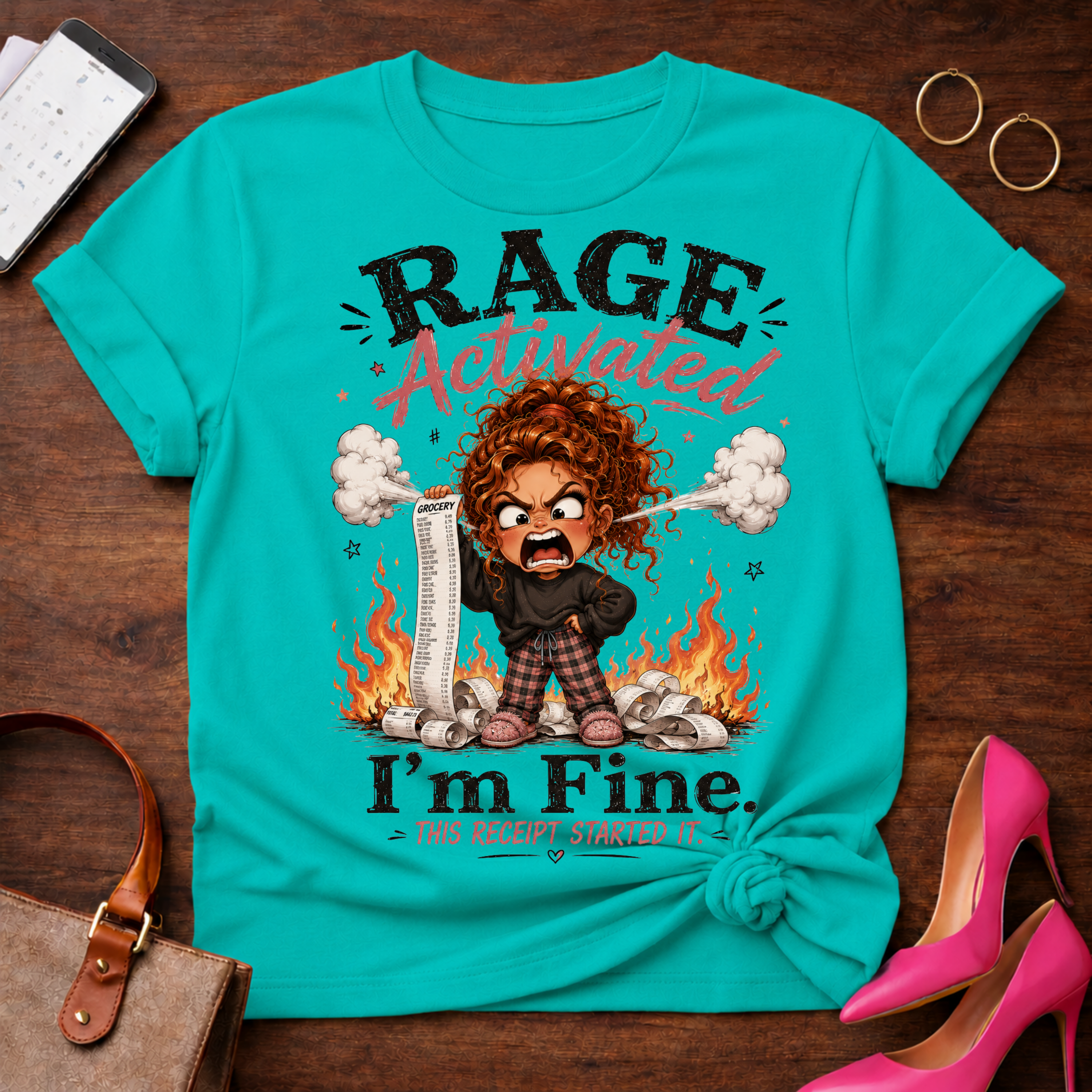 Rage Activated I'm Fine Graphic Tee — Funny Angry Cartoon Shirt