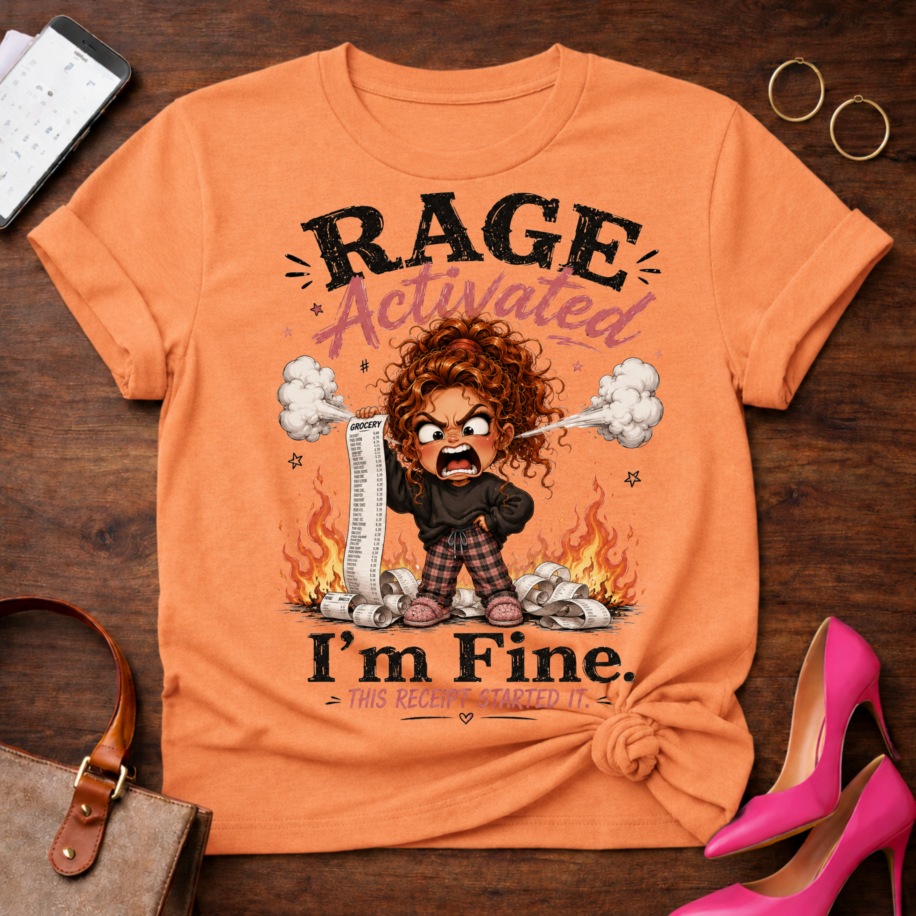 Rage Activated I'm Fine Graphic Tee — Funny Angry Cartoon Shirt