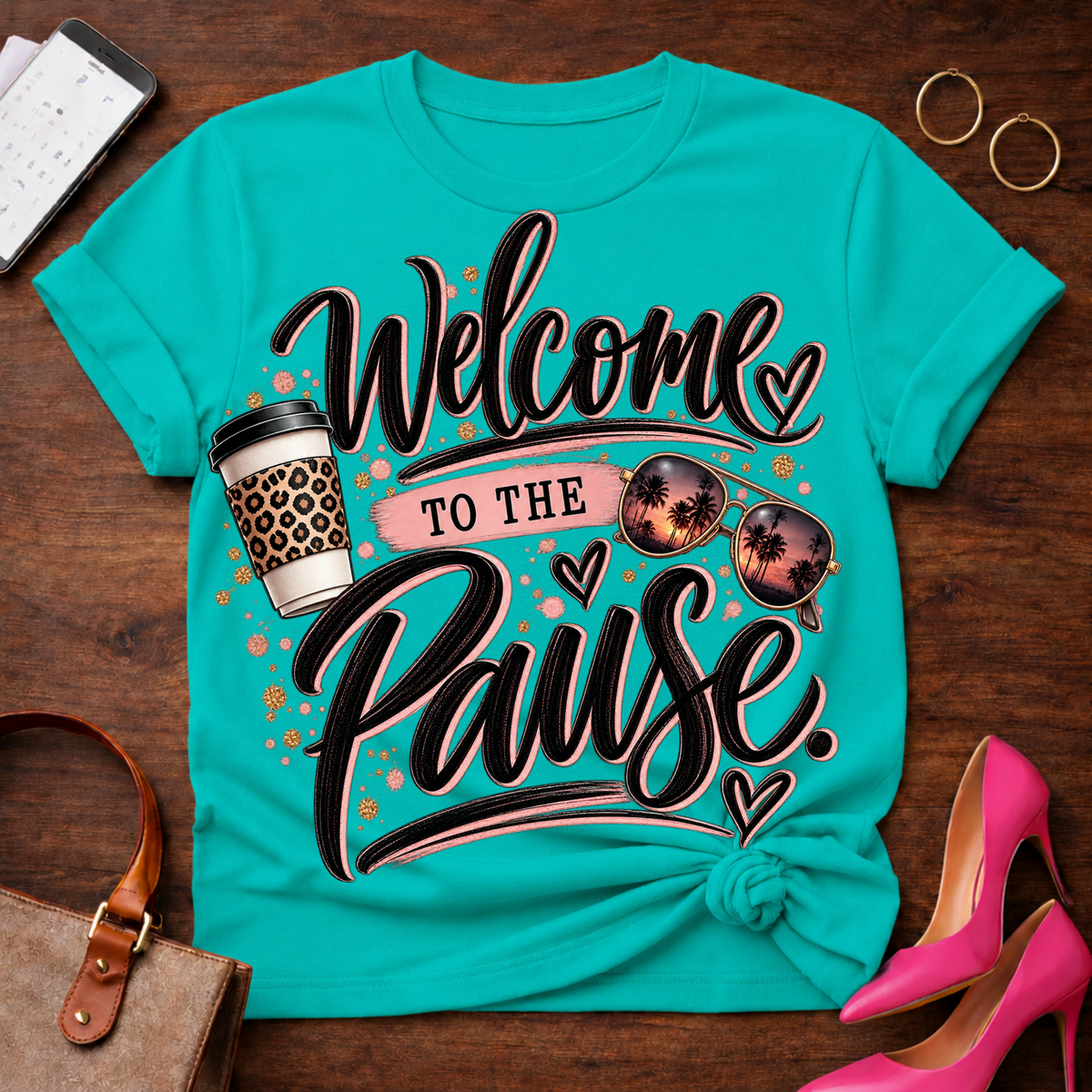 Welcome to the Pause T‑Shirt — Coffee & Cozy Vibes Graphic Tee