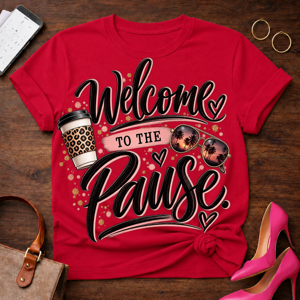 Welcome to the Pause T‑Shirt — Coffee & Cozy Vibes Graphic Tee