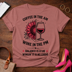 Coffee in the AM Wine in the PM T-Shirt — "Balance Is a Lie, Winging It Is My Cardio" Graphic Tee