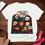 Horror Icons Zoom Call T-Shirt — 'What Is Your Favorite Scary Movie?' Graphic Tee