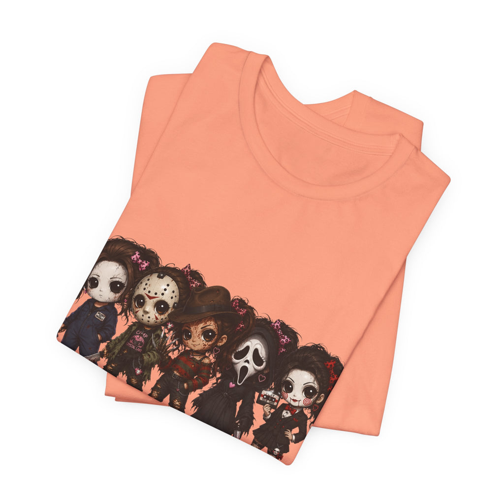 Horror Icons Chibi Tee — Cute Killer Characters Graphic T-Shirt