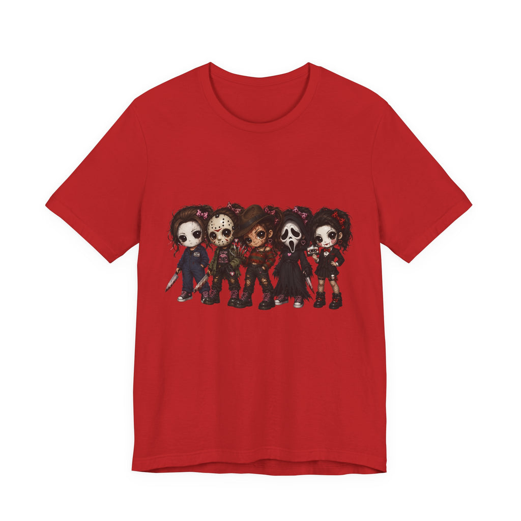 Horror Icons Chibi Tee — Cute Killer Characters Graphic T-Shirt